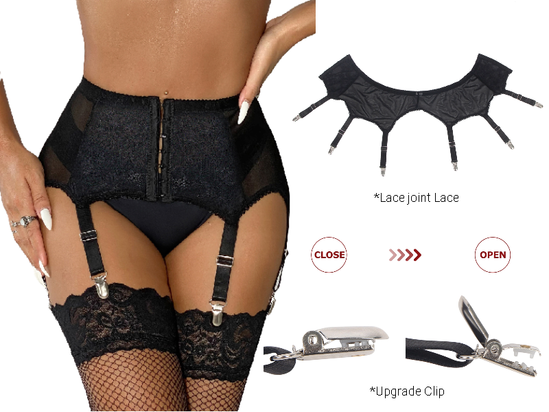 black garter belt amazon Amazon.com: comeondear Black Garter Belt Set Plus Size Garter Belt and  Thigh Highs Set Lace Suspender Belts for Women 6 Strap : Clothing, Shoes &  Jewelry