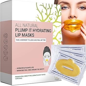 Doppeltree PLUMP IT Moisturizing Lip Mask 18 patches - lip plumper, moisturizer for dry lips, chapped lip care and repair, conditioning lip exfoliator treatment - Formulated in San Francisco