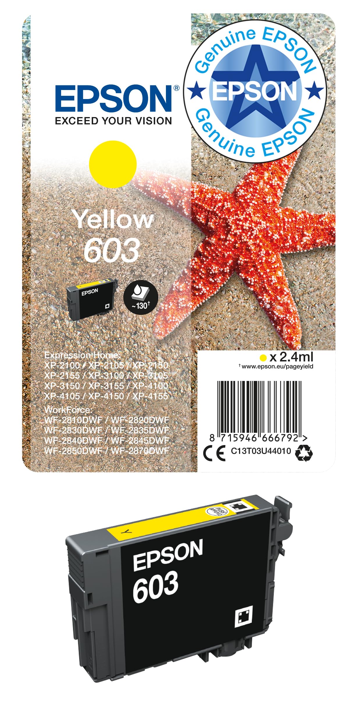 B&Q -  603 Yellow Ink CartridgeC13T03U44010
