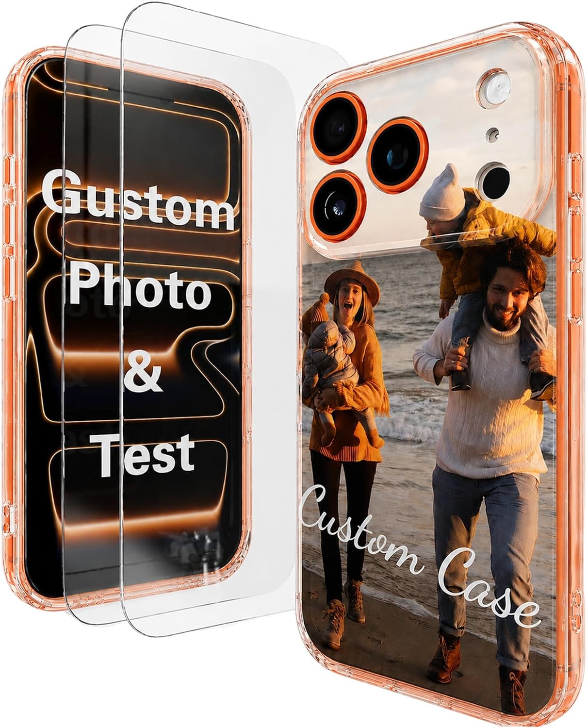 Personalized Custom Case, Customized Photo Clear TPU Soft Case, Photo Phone case with 2 Pack Screen Protector for iPhone 17 16 15 14 13 12 11 Pro Max - Customized for Women