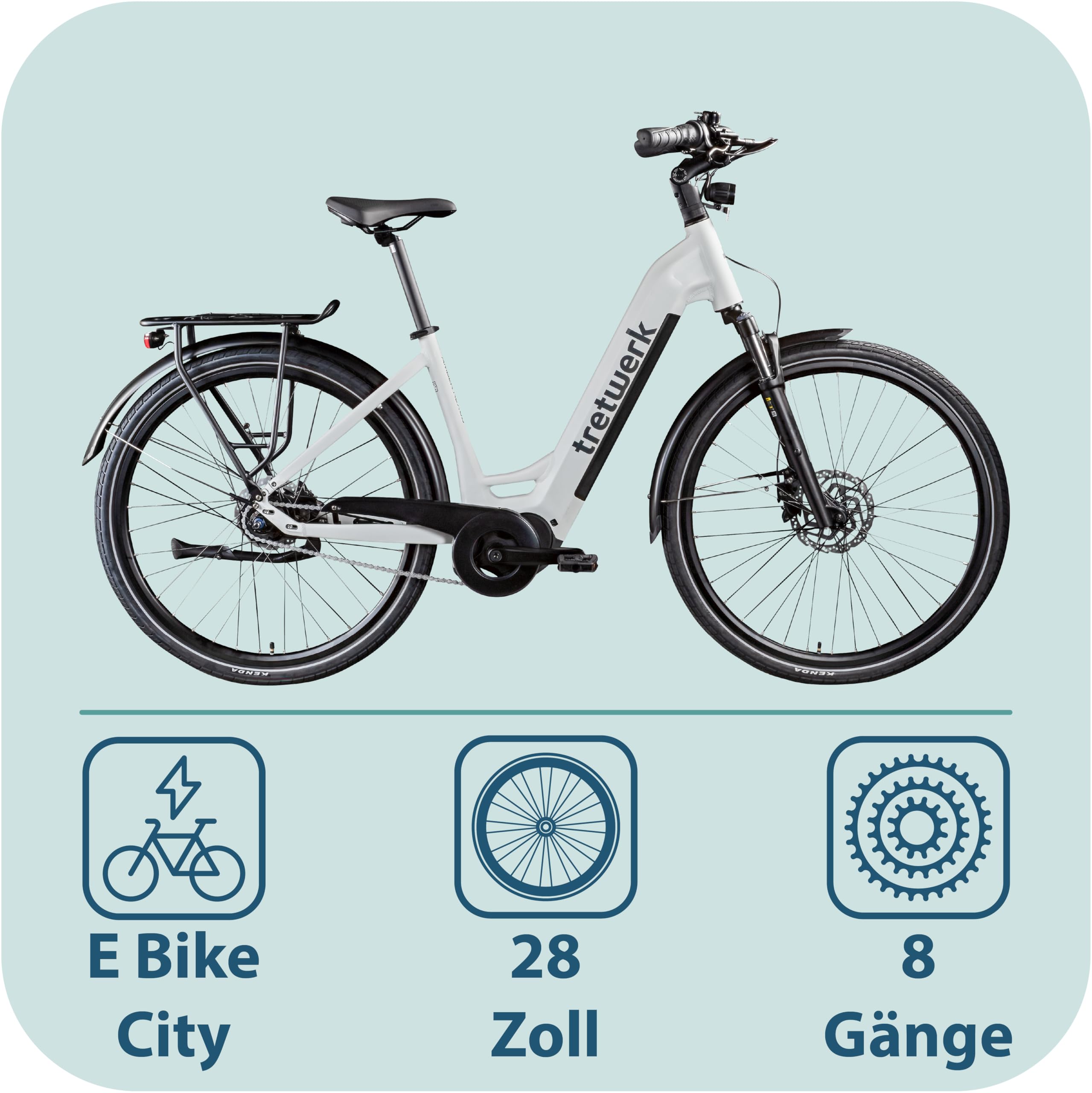 TRETWERK - 28 Zoll E-Bike - Damen City Bike - Amber Nexus - Pedelec Damenfahrrad mit Shimano Nexus 7 Nabenschaltung - E-Cityrad Elektrofahrrad mit Mittelmotor 250W 36V 522Wh 80Nm