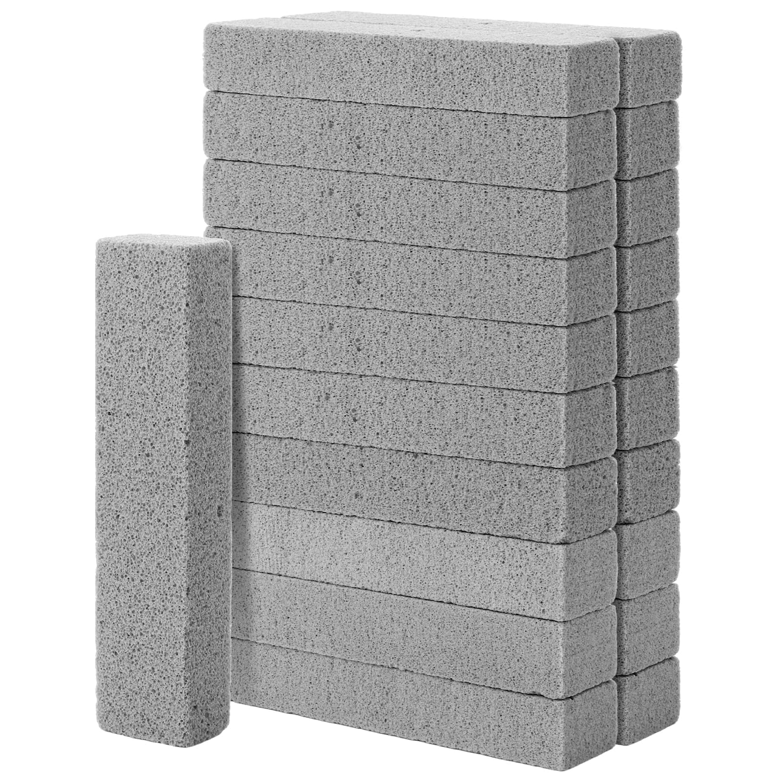 Lot de 24 Pierre Ponce WC et Nettoyage, Bloc de Pierre de Nettoyage Haute Densité pour Toilette, Grille de Barbecue et Carrelage, Gris