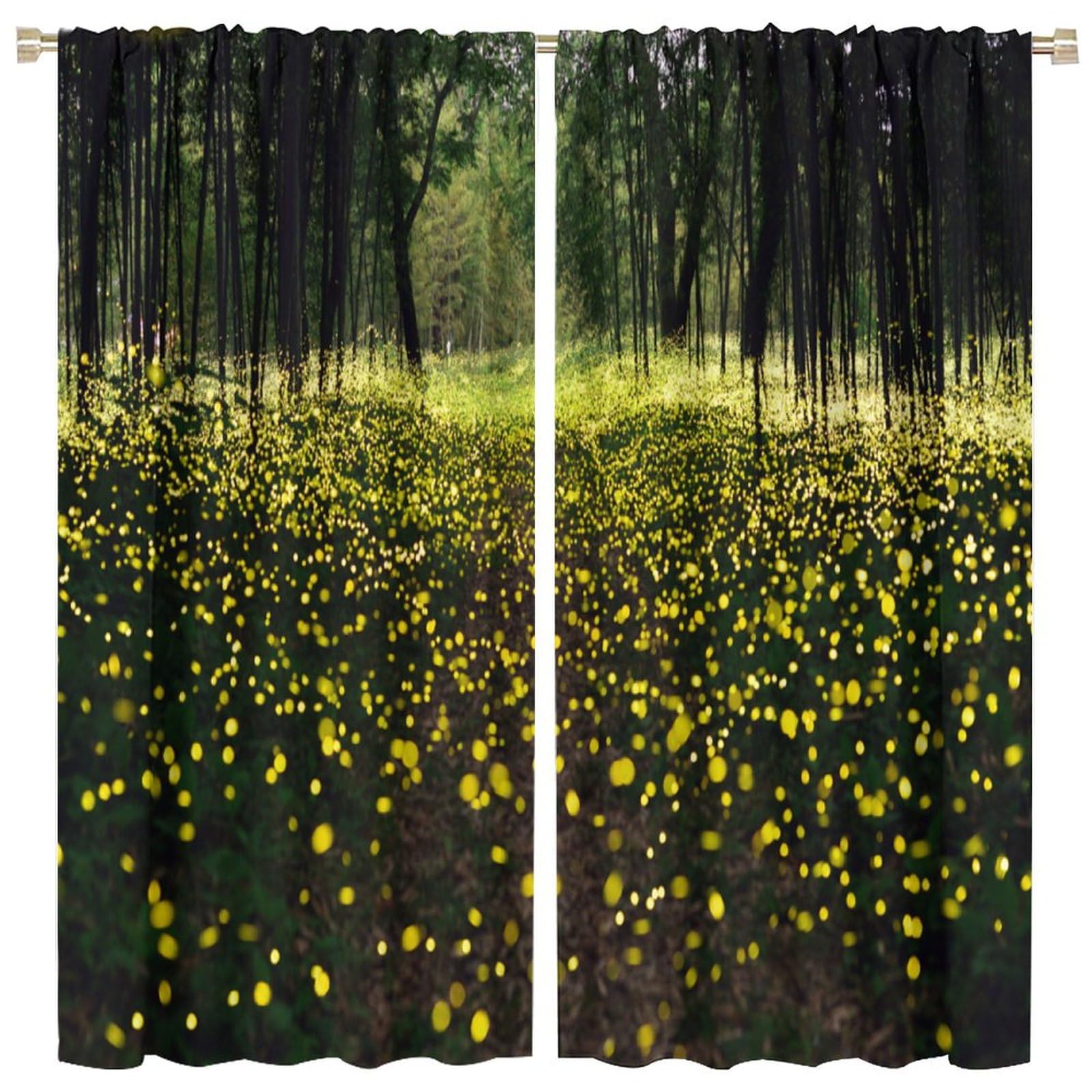 Firefly Blackout Window Curtain,Firefly are Japanese Summer Tradition for Girls Boys Living Room Bedroom Decor Drapes 2 Panels 63x63in