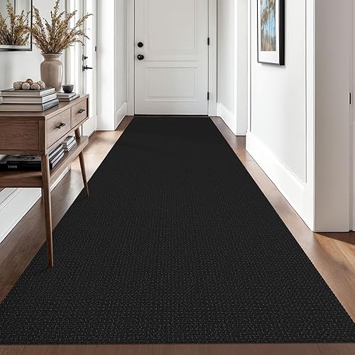 Vista 173 de EARTHALL - Tapete tejido lavable con parte trasera de goma, tapete trenzado de algodón antideslizante para interiores para entrada, pasillo, cocina