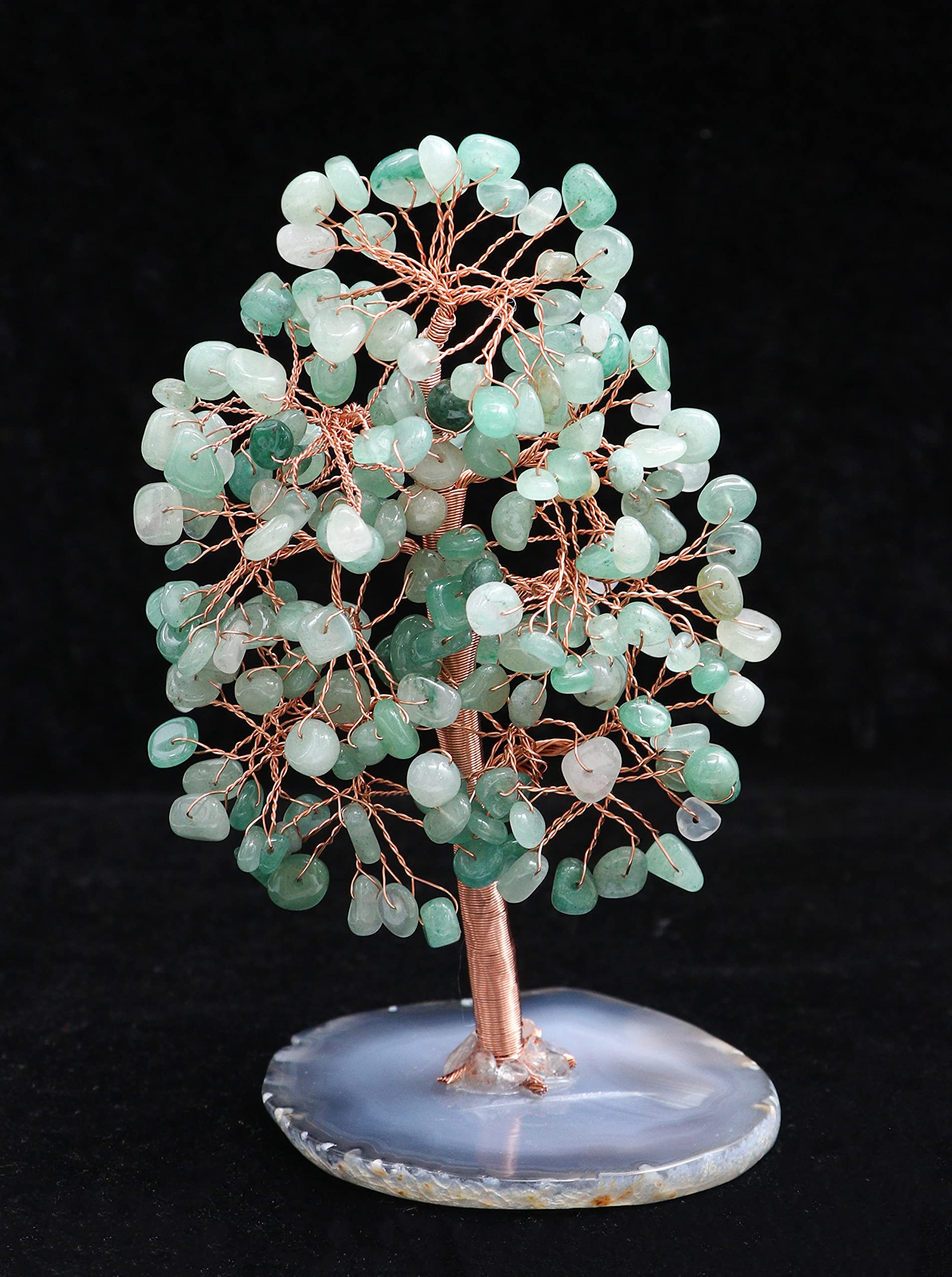 Amazon.com: Zaicus 綠玉寶石樹附瑪瑙片晶石基銅線家居裝飾裝飾品風水