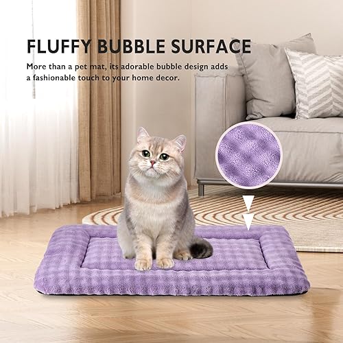 Miniatura 4 de Tapete de cama para mascotas, para gatos y perros pequeños, lavable y suave para mascotas, tapete para dormir con patrón de burbujas 3D, morado