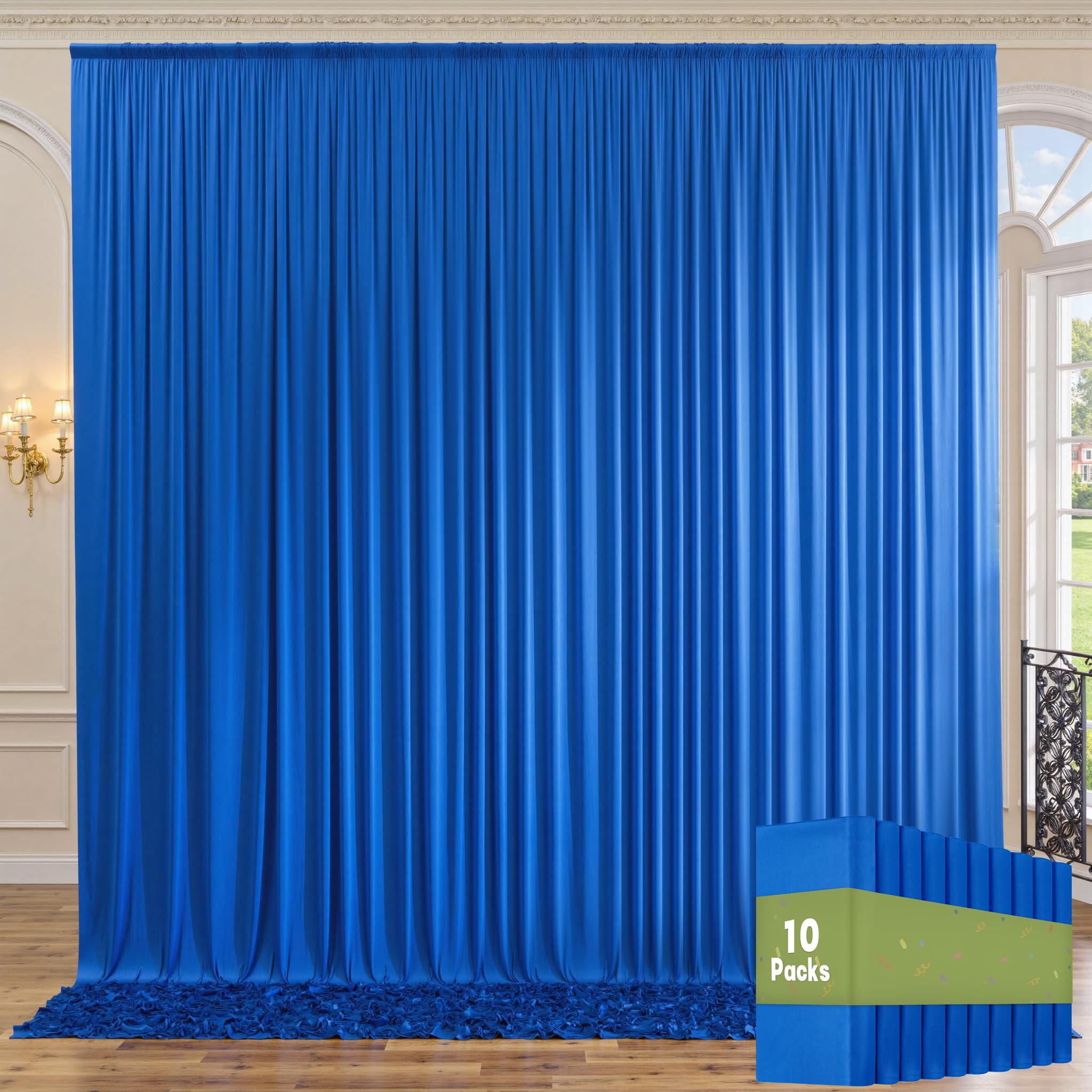 10ft x 10ft Wrinkle Free Black Backdrop Curtains for Parties, 2 Panels 5ftx10ft Polyester Photo Backdrop Drapes for Wedding Birthday Graduation Photography Background — view 105