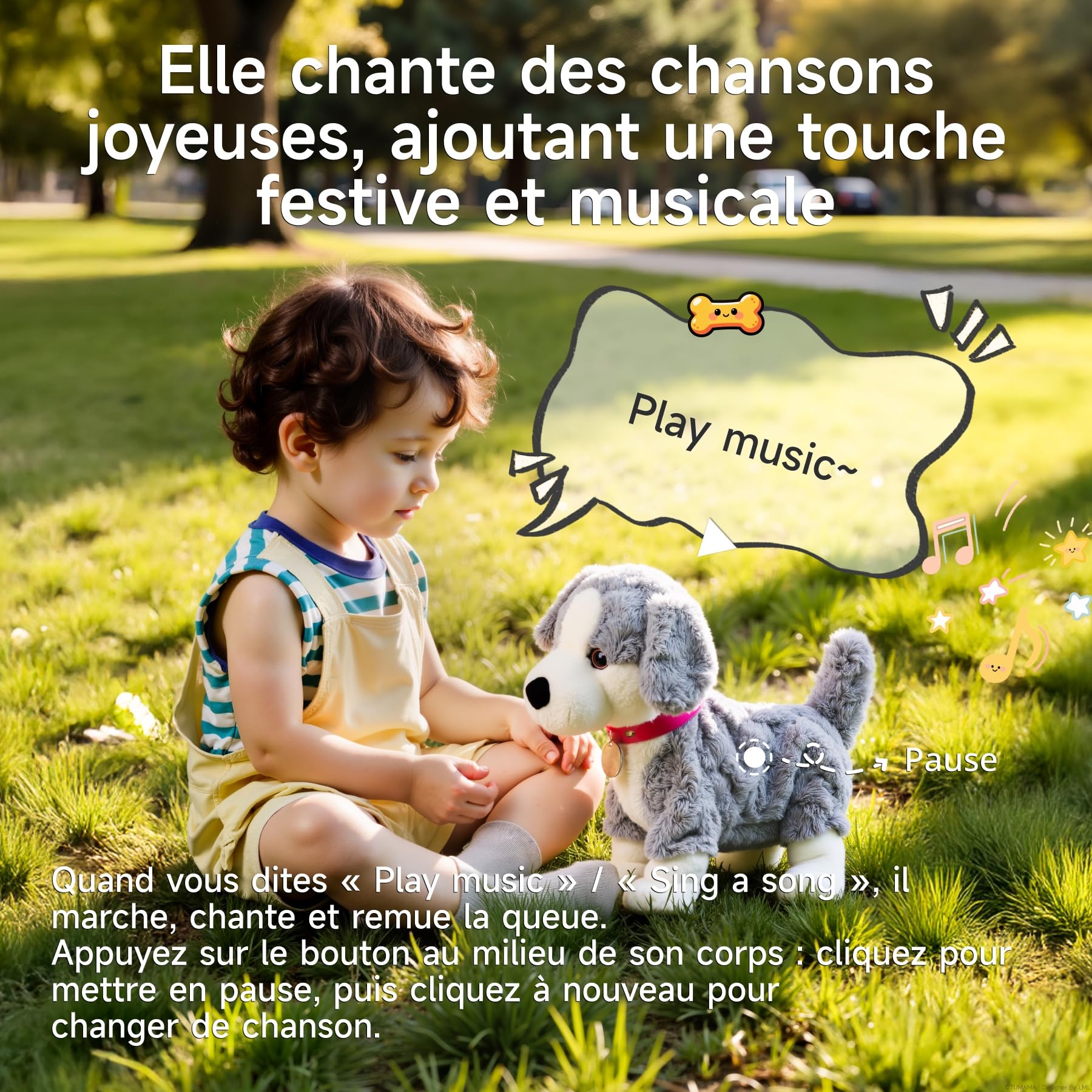 Peluche Chien Interactif à Commande Vocale, Marche, Parle, Aboie, Jouet Électronique pour Enfant 3+