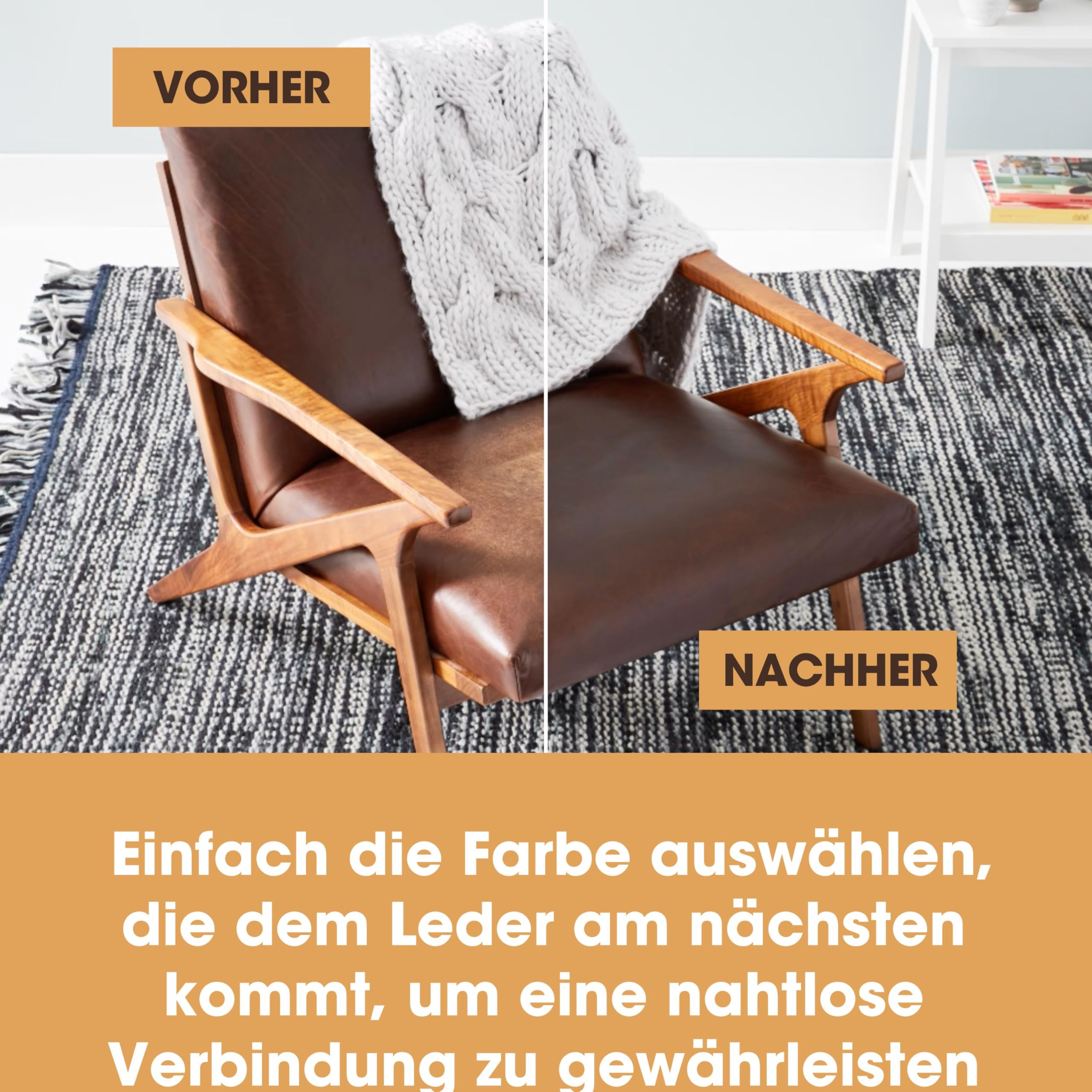 Furniture Clinic Komplettes Leder restaurierungs-Set – enthält Leder-Balsam, Schutzcreme, Reiniger, Schwamm und Tuch – für Autositze, Sofas, Bekleidung, Schuhe und Taschen (Dunkelbraun)