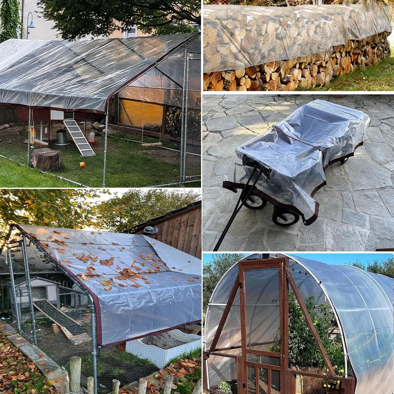 Wytrzymała wodoodporna plandeka winylowa z przelotkami, przezroczysta plastikowa osłona do kurnika, werandy, altany, trwała plandeka na zewnątrz, 2 x 5 m