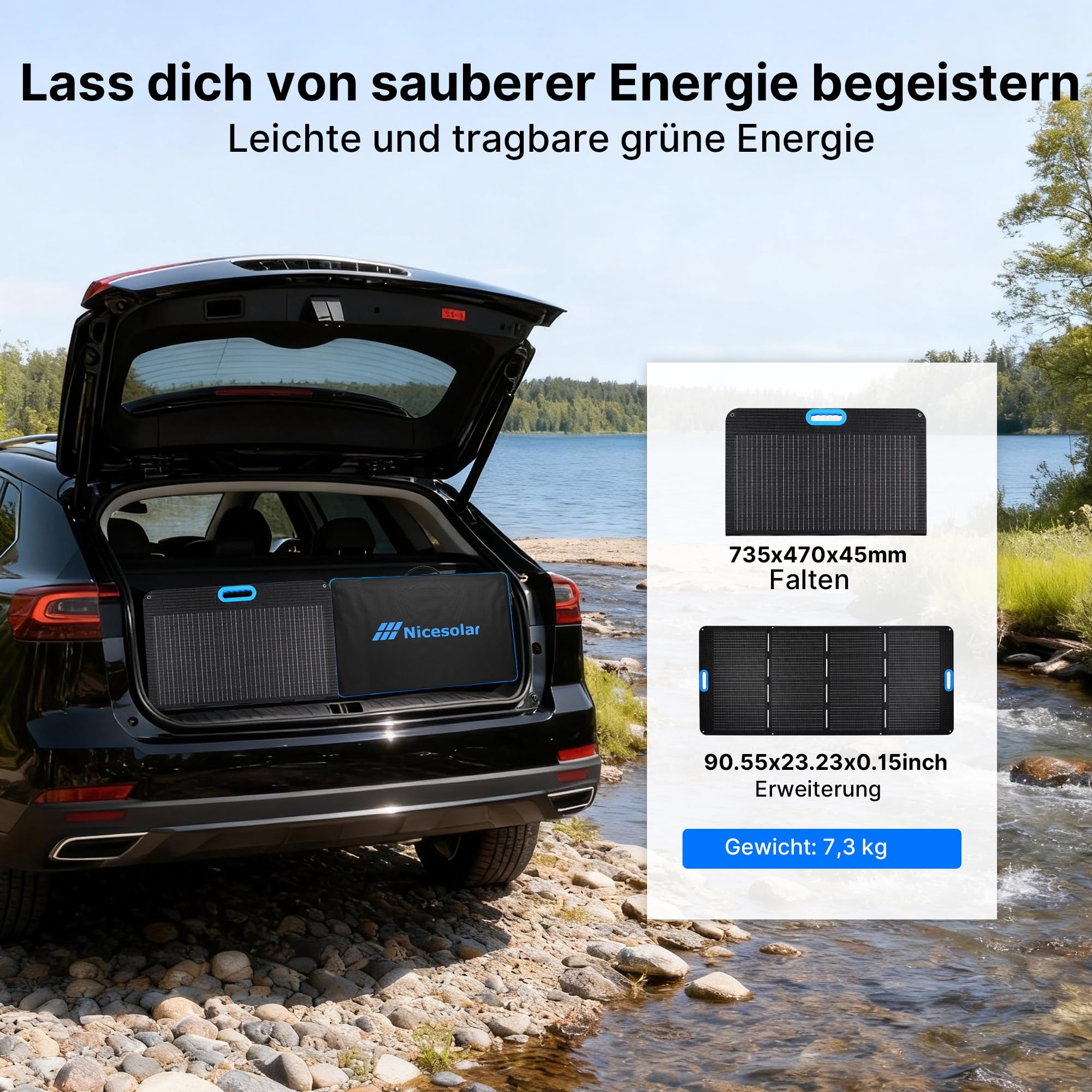 Nicesolar Solarpanel Faltbar 200W Solarmodul für Tragbare Powerstation Solargenerator
