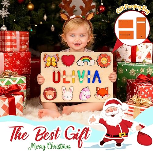 Miniatura 5 de Personalized Name Puzzle for Kids - Custom Christmas Puzzle Gifts for Toddler Girls Boy Stocking Stuffers - Early Learning Toys for Baby Boy & Girl