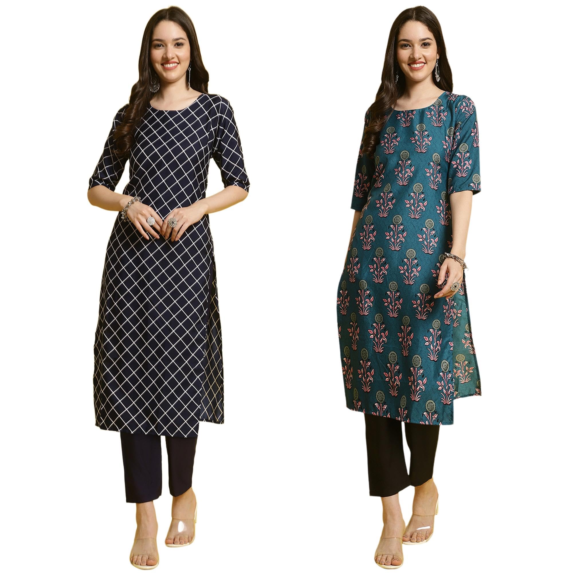 Tee Projekt Straight Kurta & Pant For Women Ethnic Kurta Set For Women (Pack Of 2)