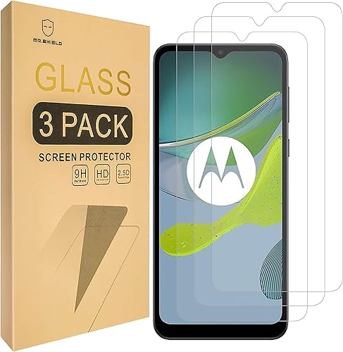 Mr.Shield Paquete de 3 Diseñado para Motorola Moto E13 4G LTE Vidrio templado Vidrio japonés con dureza 9H Protector de pantalla con reemplazo de