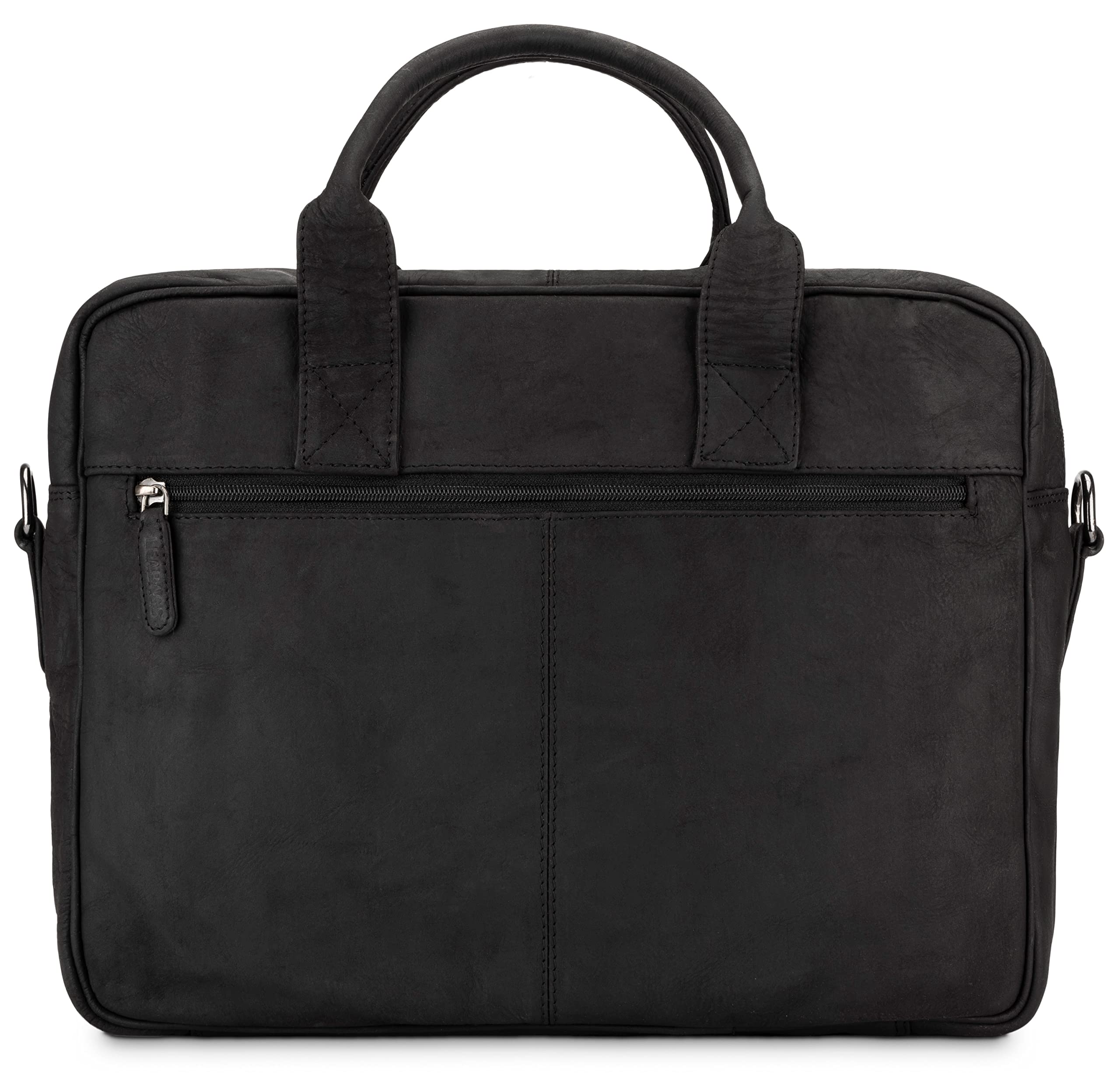 LEABAGS Bolso para hombres y mujeres | Bolsa portátil de cuero genuino 15" | Bolso bandolera con correa | Bolso de hombro | Bolsa mensajera | Bolsa de trabajo | Bolsa de profesor