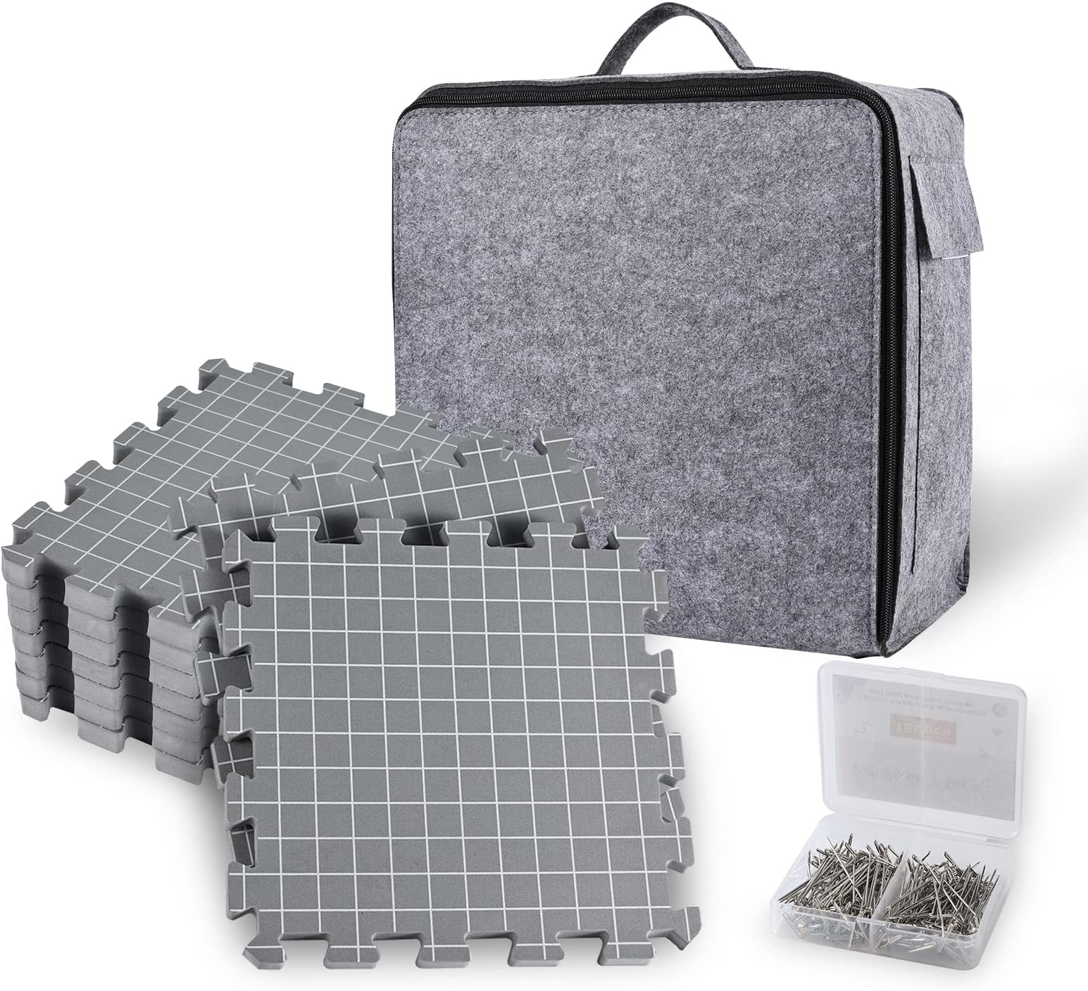 Yrangee Blocking Mats for Knitting & Crochet Project,Extra Thick Blocking Boards with Grids for Needlepoint or Crochet,9 Pack Knitting Mats with 150 T-Pins and Storage Bag