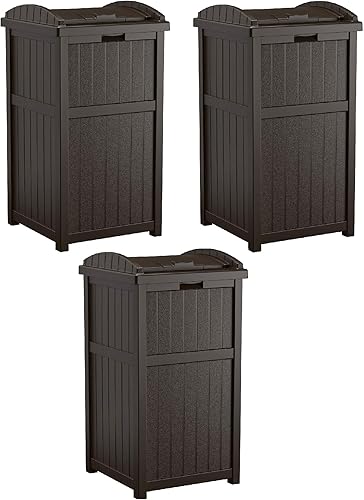 Miniatura 53 de Suncast Cubo de basura oculto de 33 galones para patio, basura de resina para exteriores con tapa, uso en patio trasero, terraza o patio, color gris