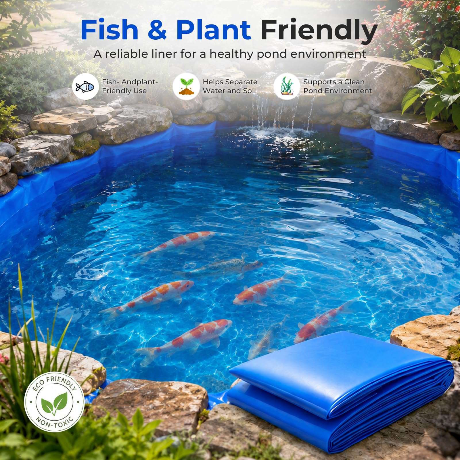 3x4m Teichfolie, HDPE Teichfolien 0.3mm Stärke UV-Beständig für Gartenteich