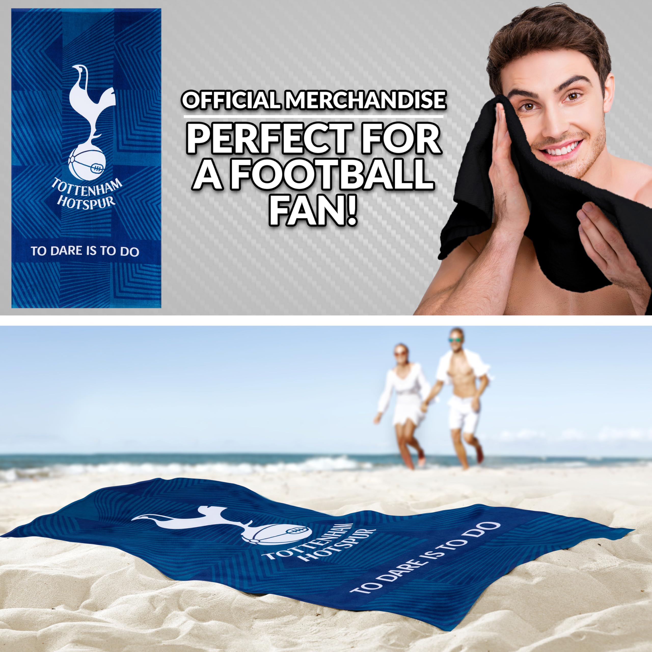 Tottenham Hotspur F.C. Toalla de baño 100% algodón, escudo de fútbol, secado rápido