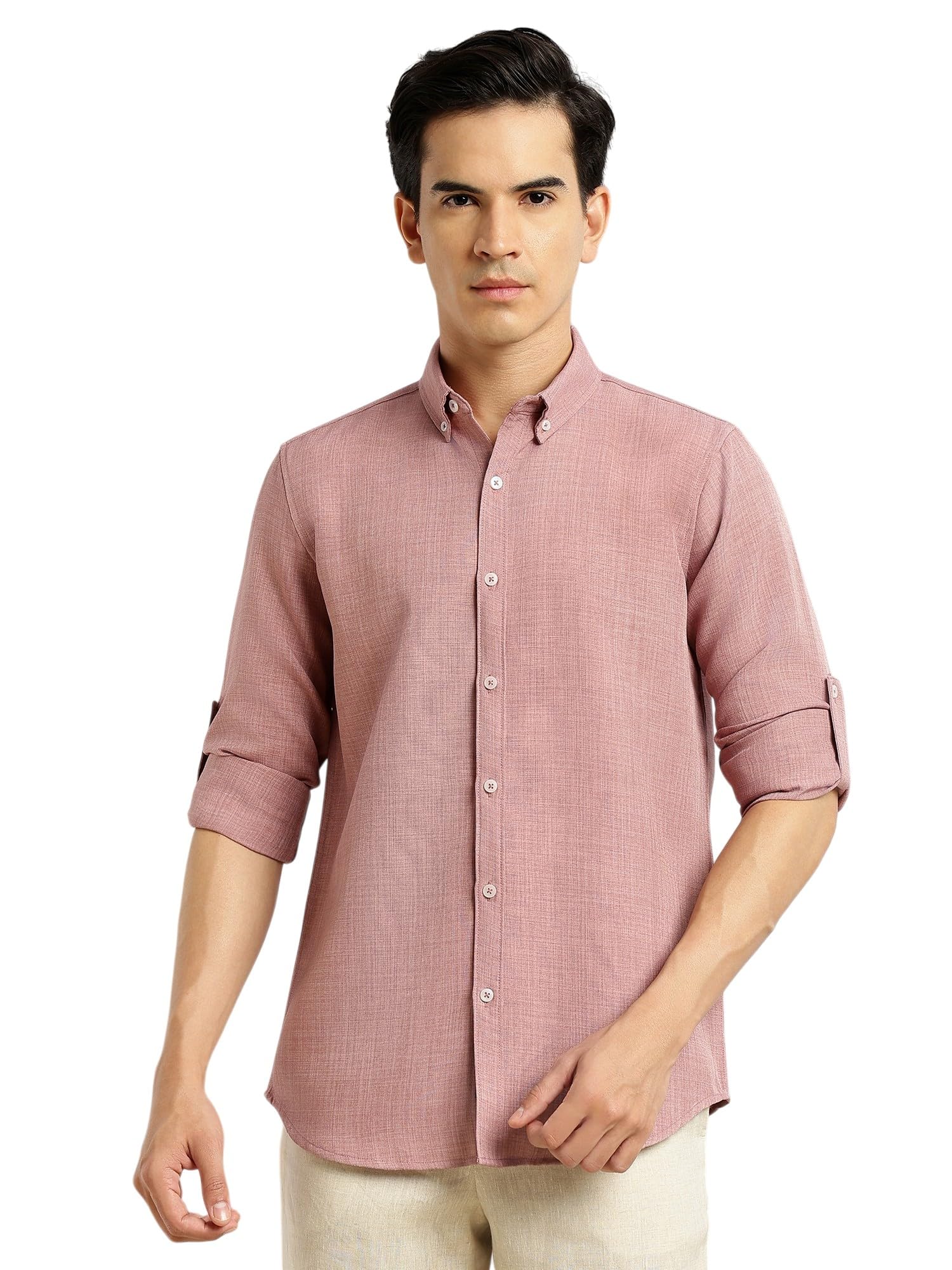 thomas scott Men's | Solid | Textured Fabric | Full Sleeve | Slim Fit | Polyester-Blend | Spread Collar | Casual Shirt-picture-25