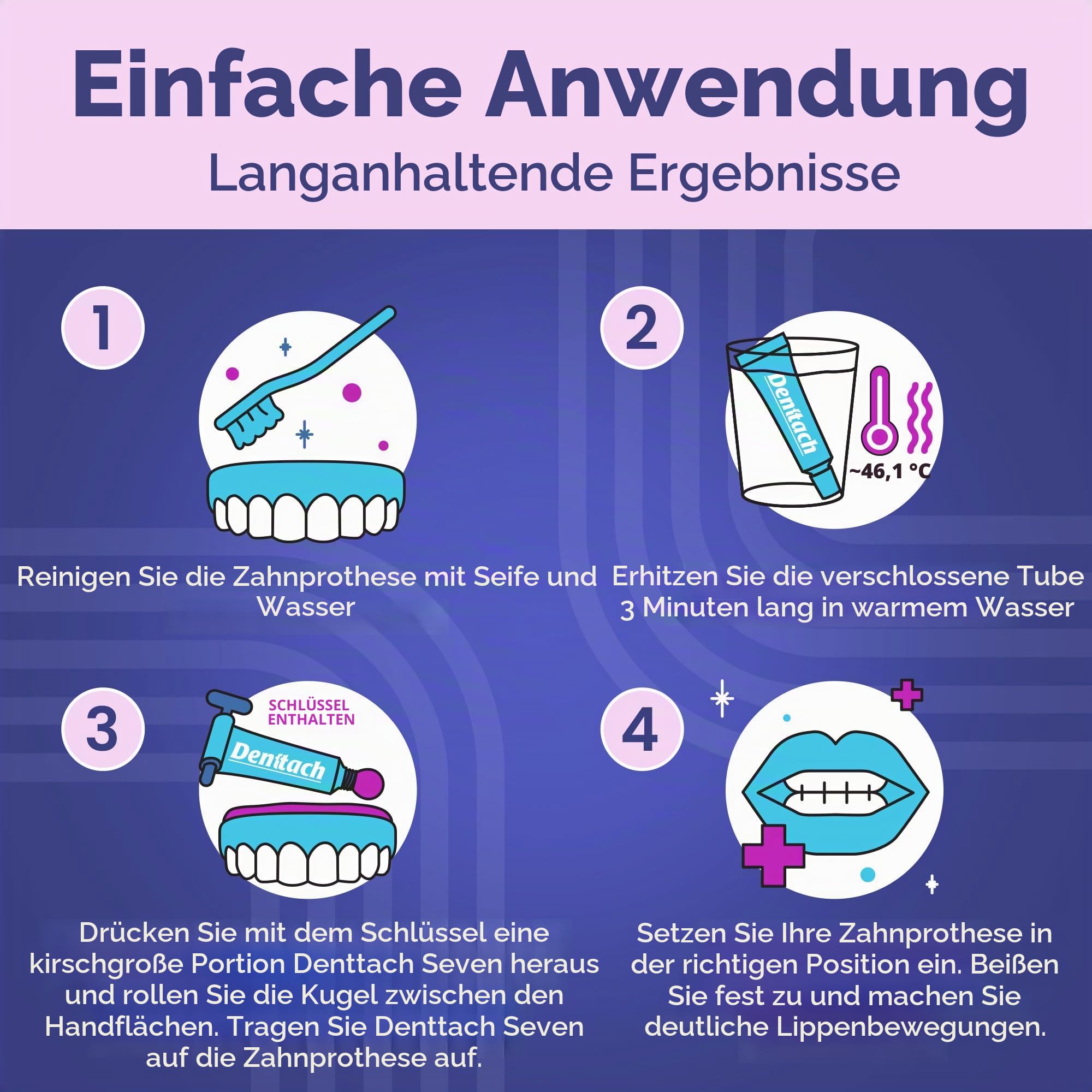 Zahnersatzkleber, thermoplastischer Kissen- und weicher Reliner, komfortabler, sicherer, zinkfreier, langhaltender Griff für bis zu 7 Tage, nicht klebend