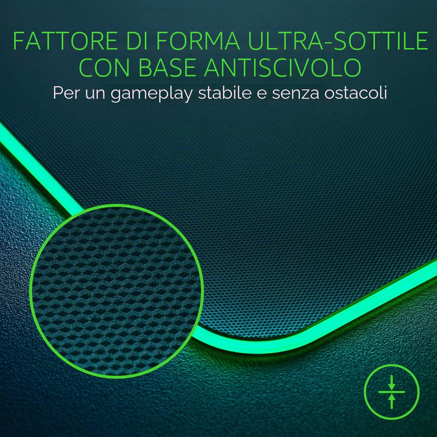 Razer Firefly V2 - Tappetino per mouse da gioco con superficie in microtrama e illuminazione RGB (Illuminazione del bordo a tutto tondo, Ferma-cavo integrato) Nero