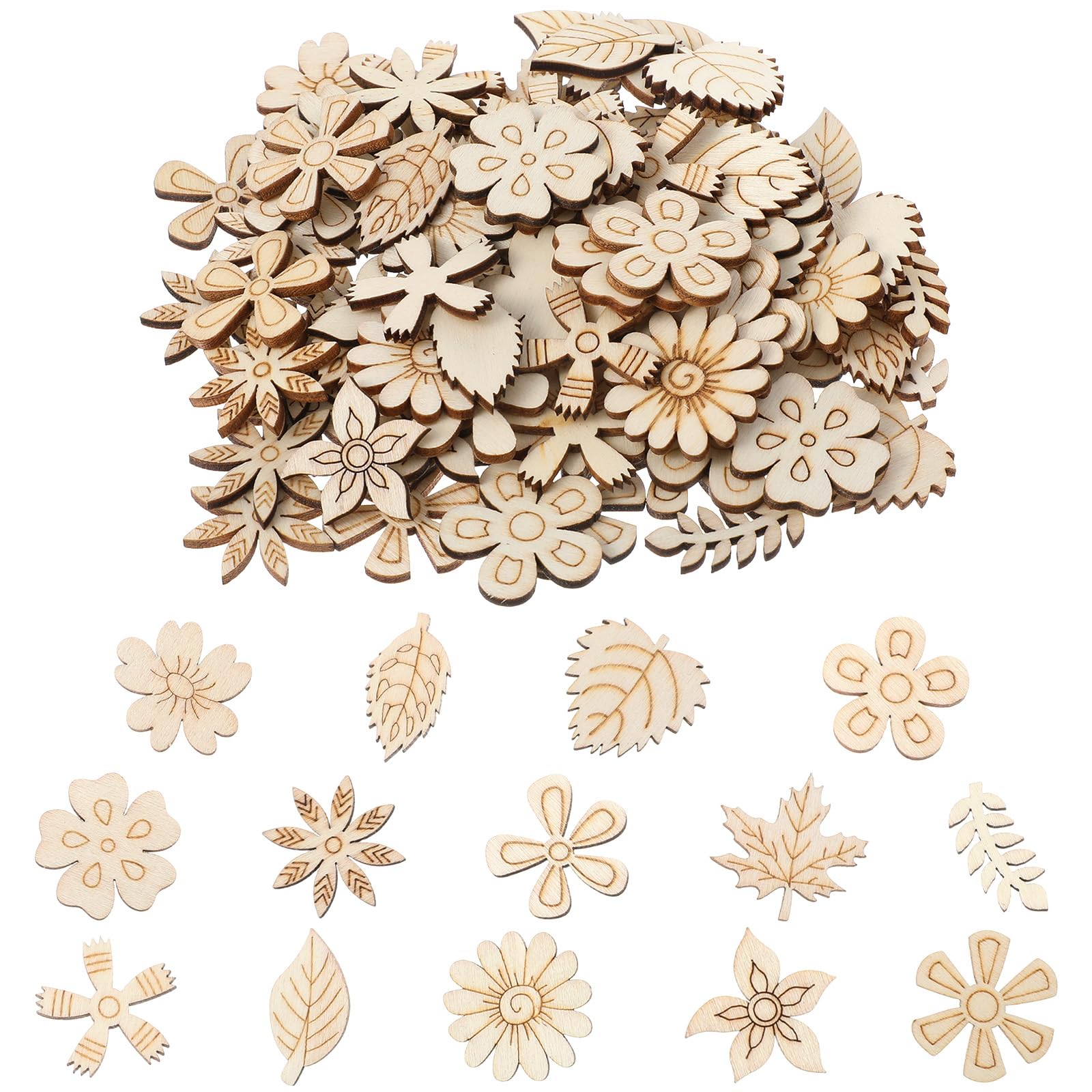 100 unidades de decoración de madera para decoración de boda, decoración de mesa, artesanía de madera, flores y madera, para decoración de mesa, manualidades, Navidad, cumpleaños, bodas