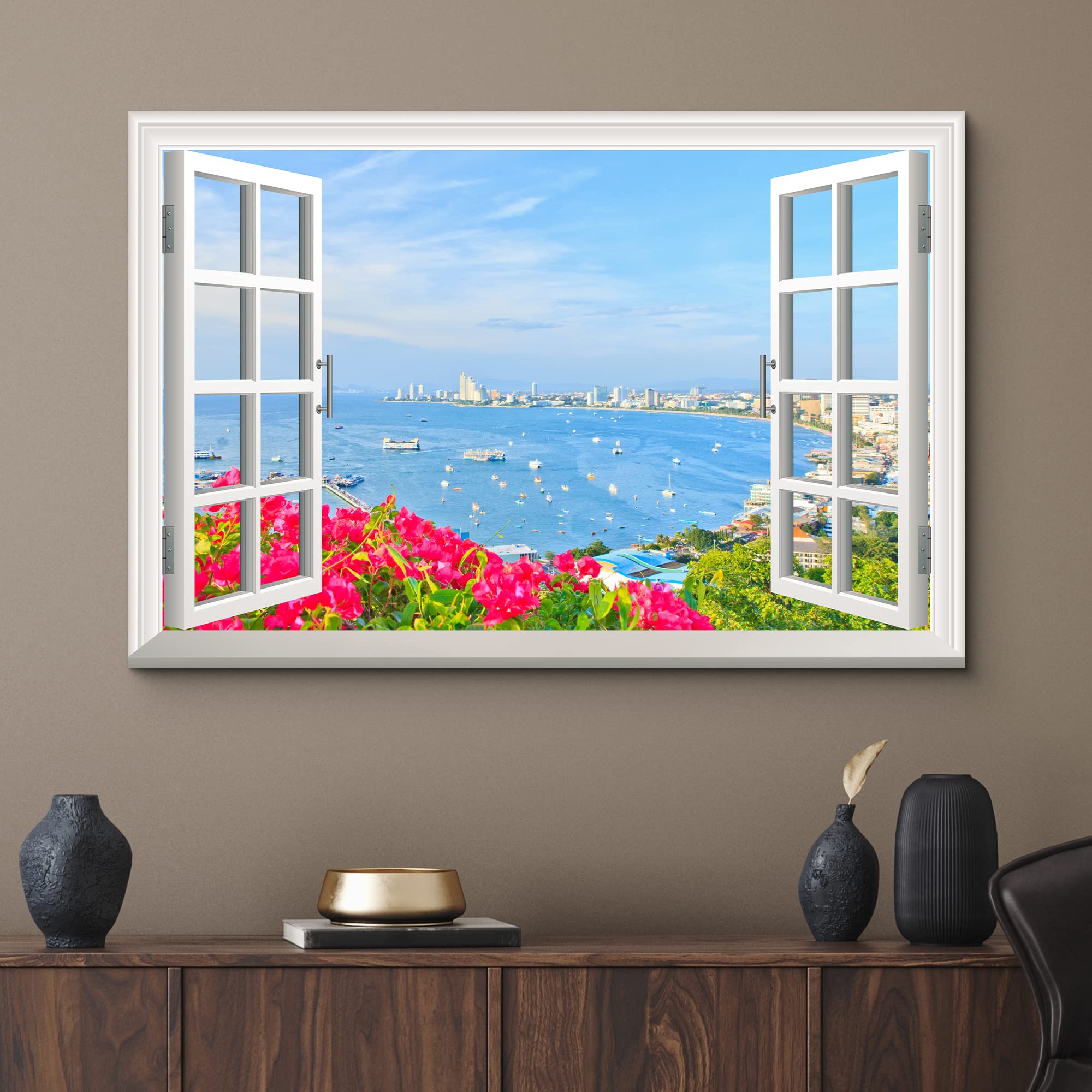 Amazon.com: wall26 Canvas Print Wall Art Window View to Thailand