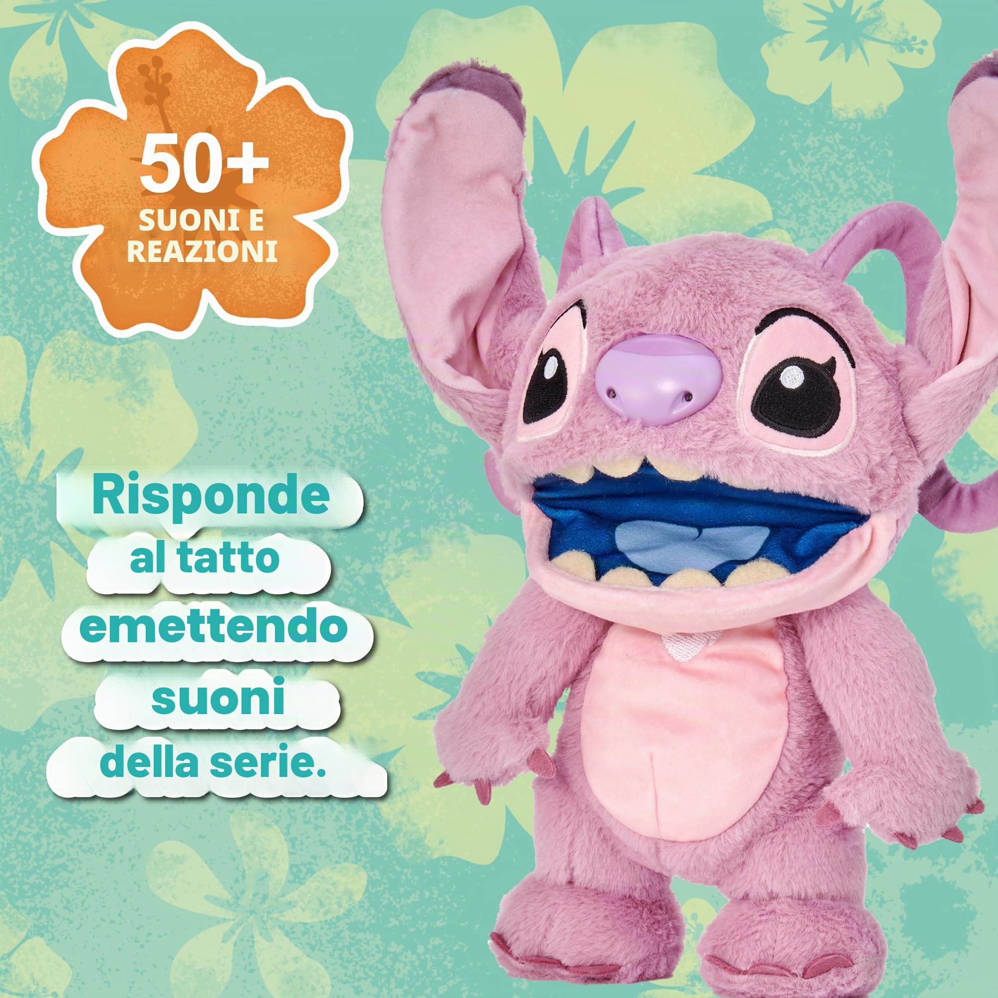 Disney Real FX Chatty Angel Puppetronic - Peluche Angelo di Lilo & Stitch, peluche interattivo con funzionamento di burattino, 100+ Moviemineti e Suoni, 6+ anni, famoso (RE003000)