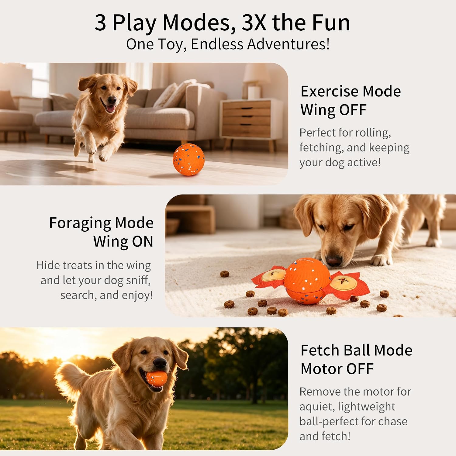 Interactive Bouncing Dog Ball Toy with Squeaky Wings for Medium Large Dogs