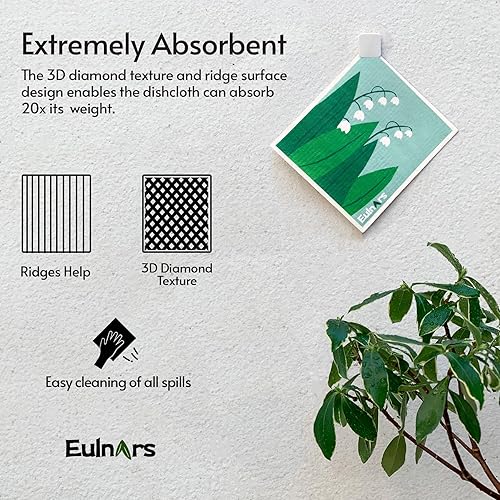 Miniatura 2 de Paños de cocina suecos, paquete de 8 toallas de papel reutilizables con clips, paños de cocina suecos antiarañazos para cocina, paños de celulosa