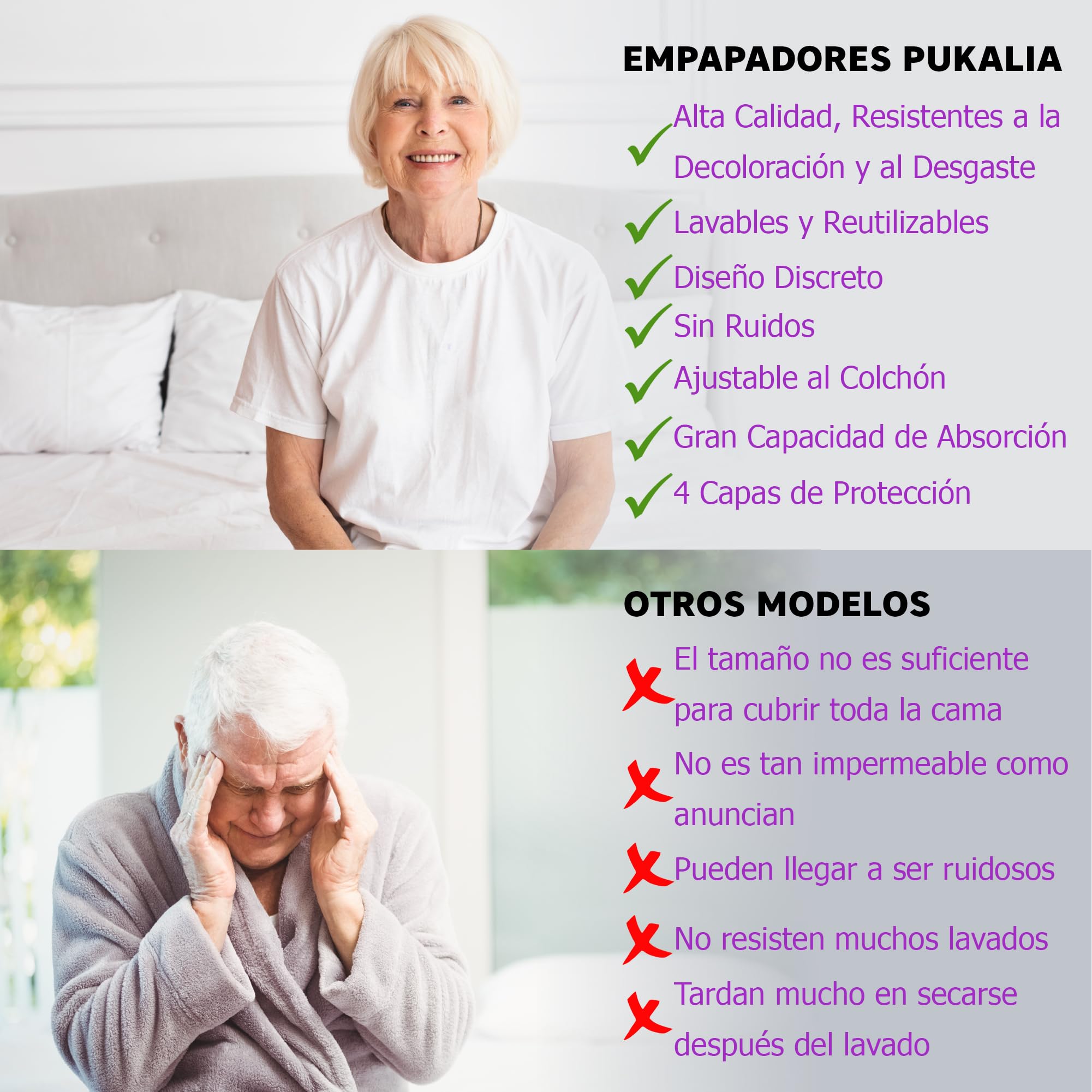 Empapadores Cama Adultos 150 x 85 cm - 4 Capas Súper Absorbentes Reutilizables y Lavables con Alas (50 cm) - Impermeables para Adultos, Bebés y Personas Mayores
