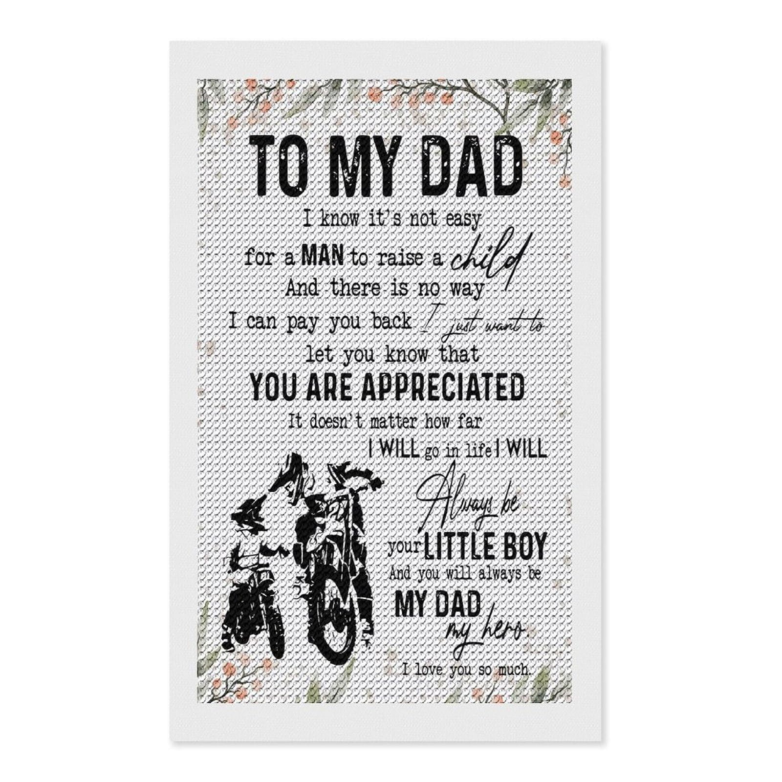 Junmoney to My Dad Fathers Day Full Drill Diamond Painting Kit 12"x20", for Teens, Calming Craft to Unwind, Home Wall Decor, Christmas Gift
