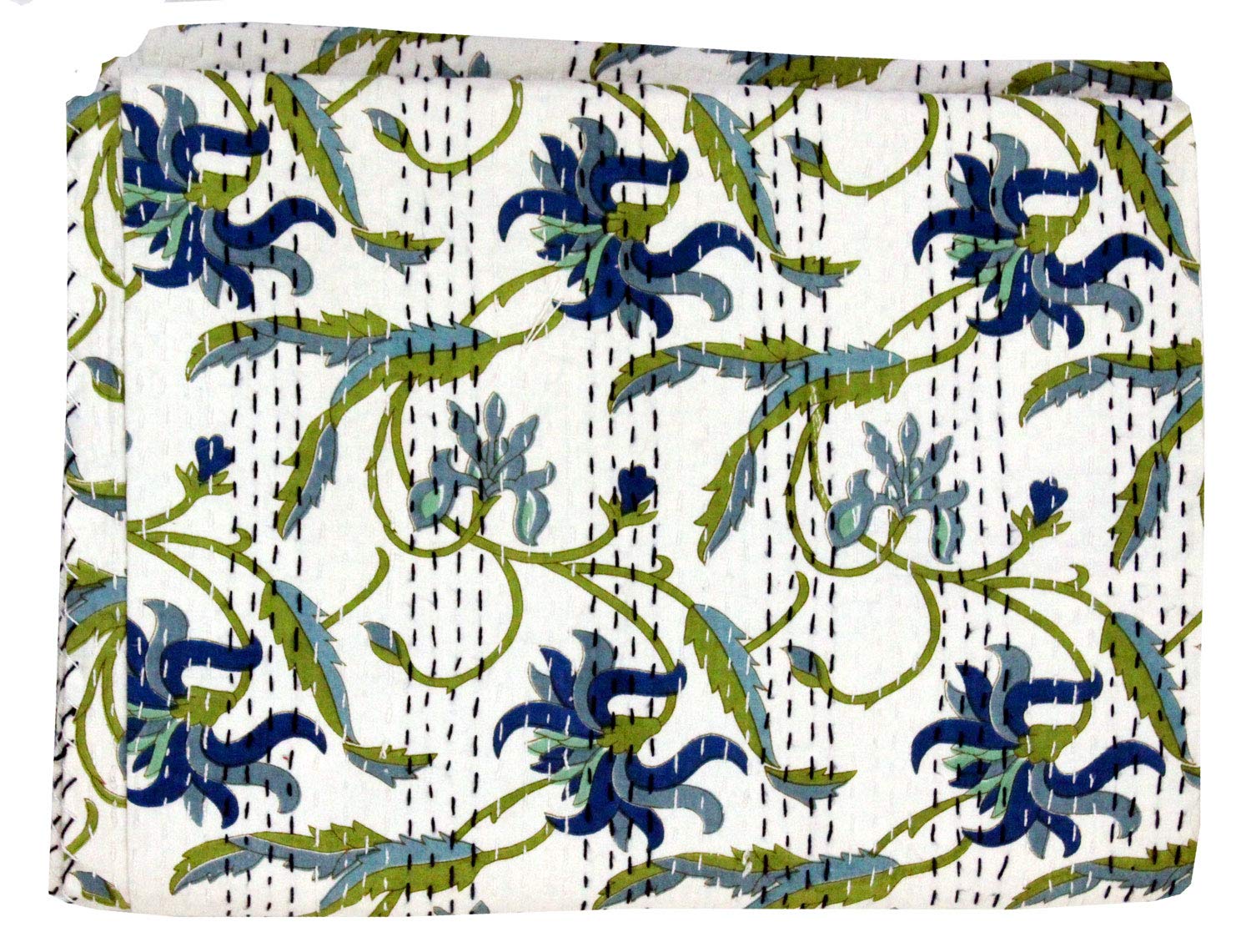 Couvre-lit floral Kantha pour raviver une literie terne avec un jeté de lit indien