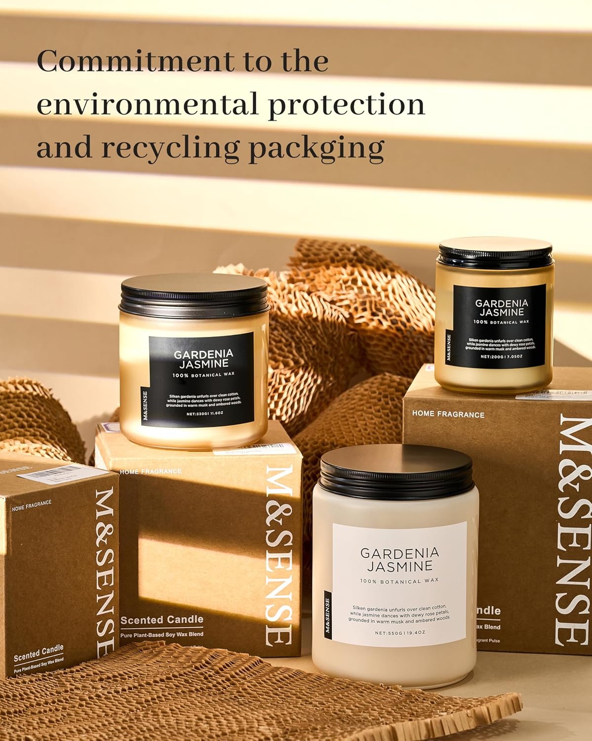 M&SENSE Gardenia Jasmine Scented Candle, 110 Hours Slow Burning Clean Non Toxic 19.4oz 2 Wicks Aromatherapy Candle for Housewarming Gifts, Long Lasting Fragrance for Bath & Office - Image 9