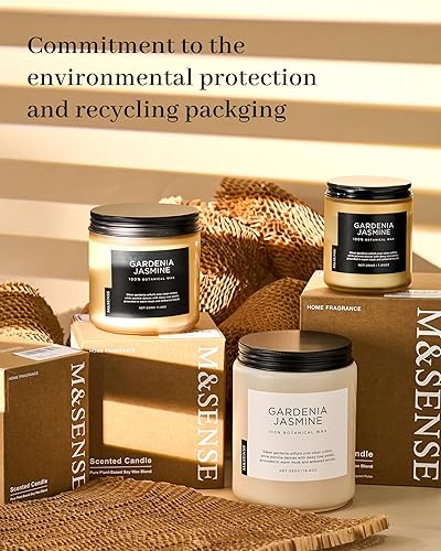 Miniatura 9 de M&SENSE Vela Aromática de Sándalo y Rosa de 19.4oz, 110 Horas de Combustión de Larga Duración, Cera de Soja Natural, Vela Aromática Intensa