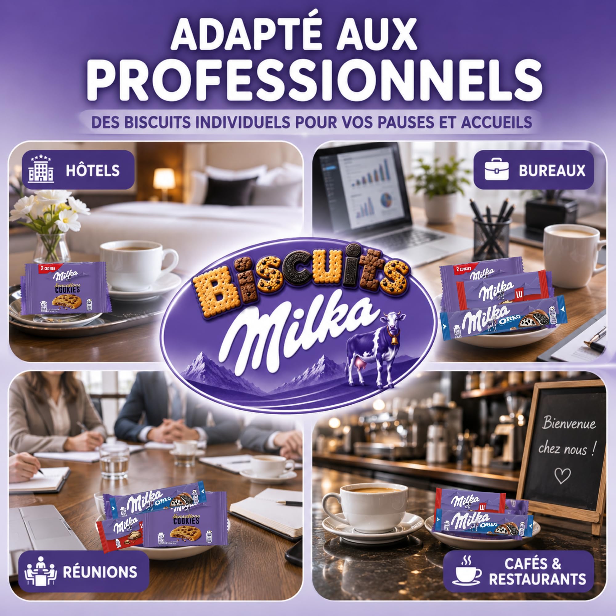 MILKA, OREO - 20 Barres Chocolat, Biscuits Individuels : Cookies, Brownie