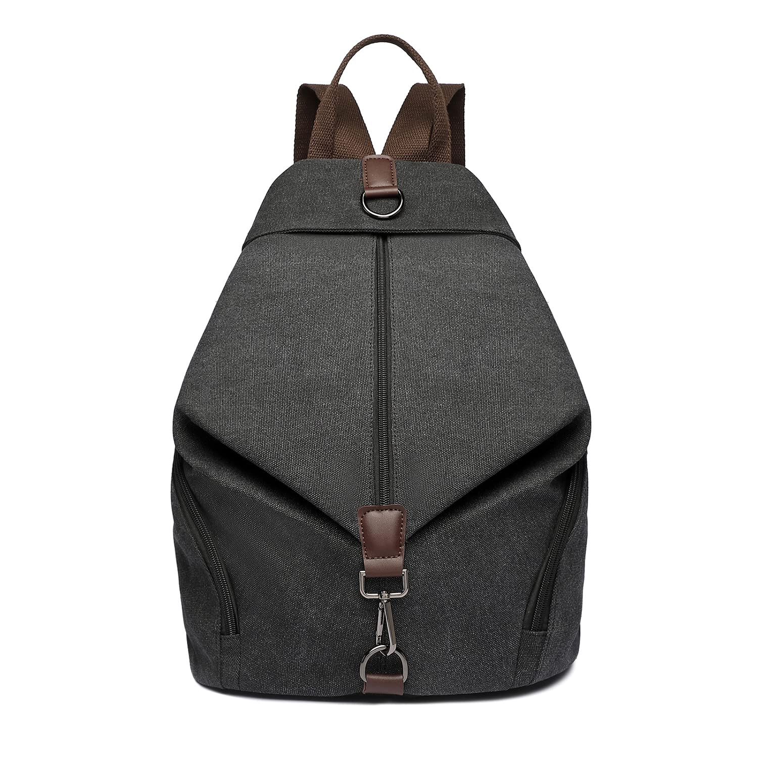 Kono Mochila de lona antirrobo para mujer, estilo vintage, de gran capacidad, para el trabajo, la escuela, la universidad, los viajes diarios, Black, 31 x 16 x 38 cm, Mochilas daypack