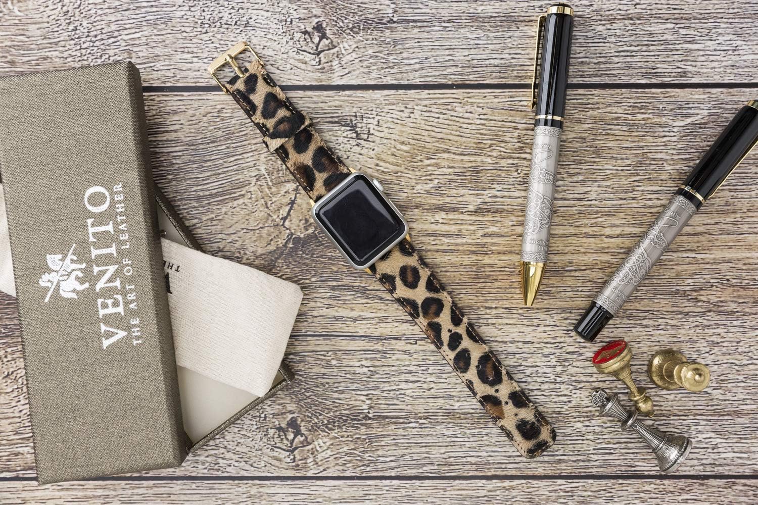 New Deal Venito Tuscany Leather Watch Band Compatible with Apple Watch 42mm 44mm 45mm - Watch Strap designed for iwatch Series 1 2 3 4 5 6 7 SE (Furry Leopard w/Gold Connector & Clasp) Review Venito Tuscany Leather Watch Band Compatible with Apple Watch 42mm 44mm 45mm - Watch Strap designed for iwatch Series 1 2 3 4 5 6 7 SE (Furry Leopard w/Gold Connector & Clasp)