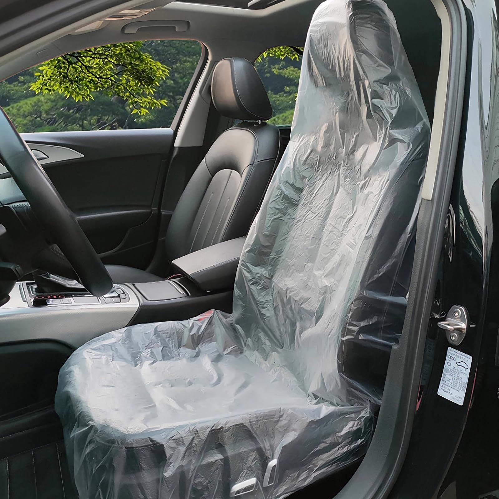 Lot de 100 Housses De Siège De Voiture Jetables en Plastique, 20 G Housse De Siège Voiture Jetables, Housse Plastique Jetable, Imperméables Transparente Housse pour Siège pour Protection Siège Auto