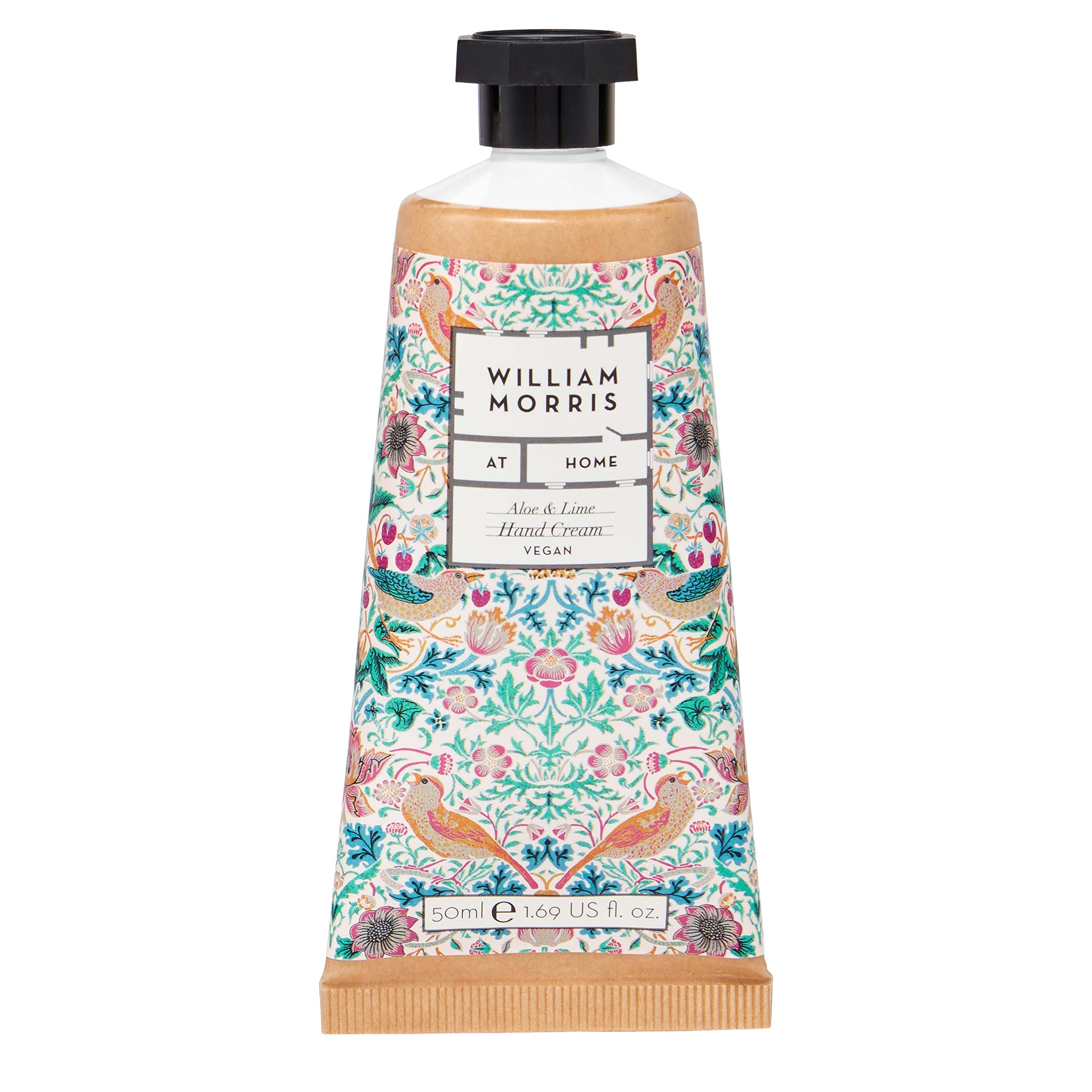 William Morris At Home Strawberry Thief Aloe & Lime Hand Cream | Enriched with Shea Butter | Cruelty Free & Vegan Friendly | Travel Friendly Size | 50ml