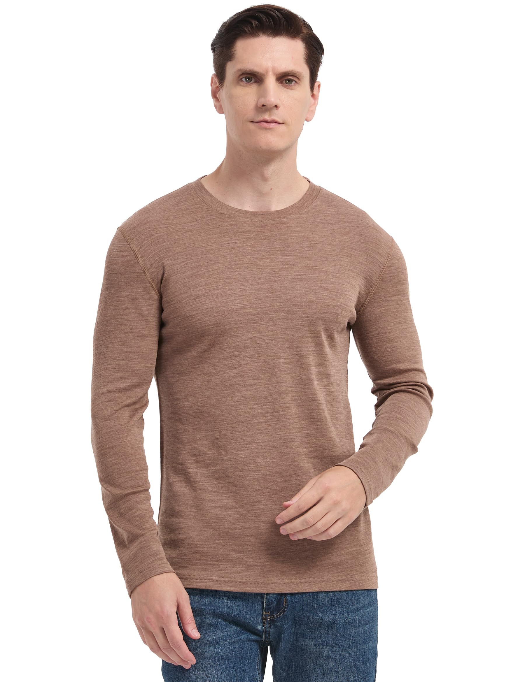 - 100% Merino Wool Base Layer Mens, Midweight Long Sleeve Thermal Shirts, No-Odor Underwear