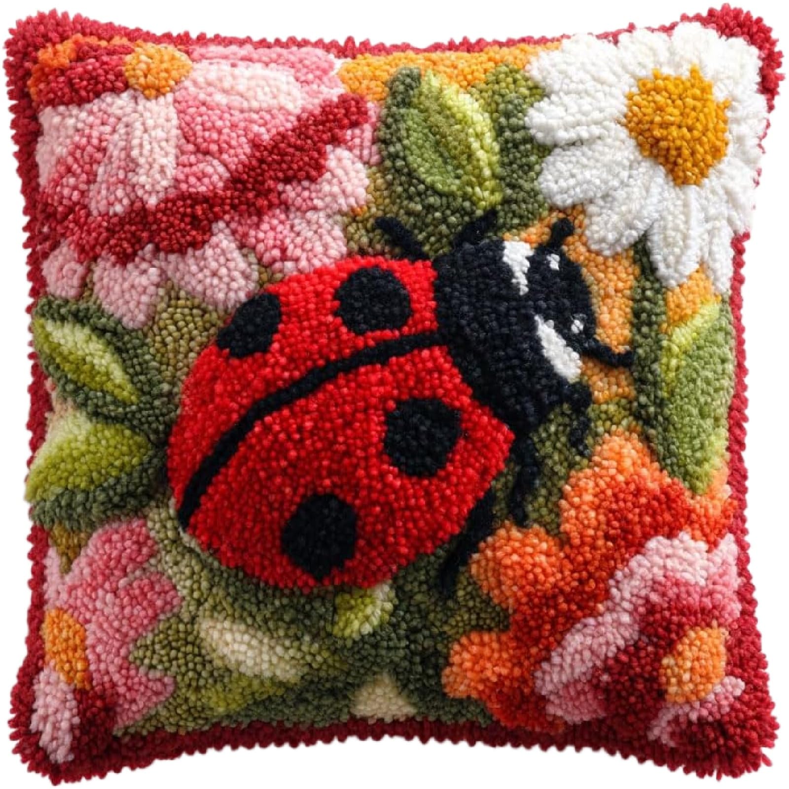 ZUHK 3D Pillow Cushion Cover DIY Kit | Latch Hook Embroidery Set | Cross Stitch Tool Included | 43x43cm fit for DIY Home Accessories (Flower I) — image 1