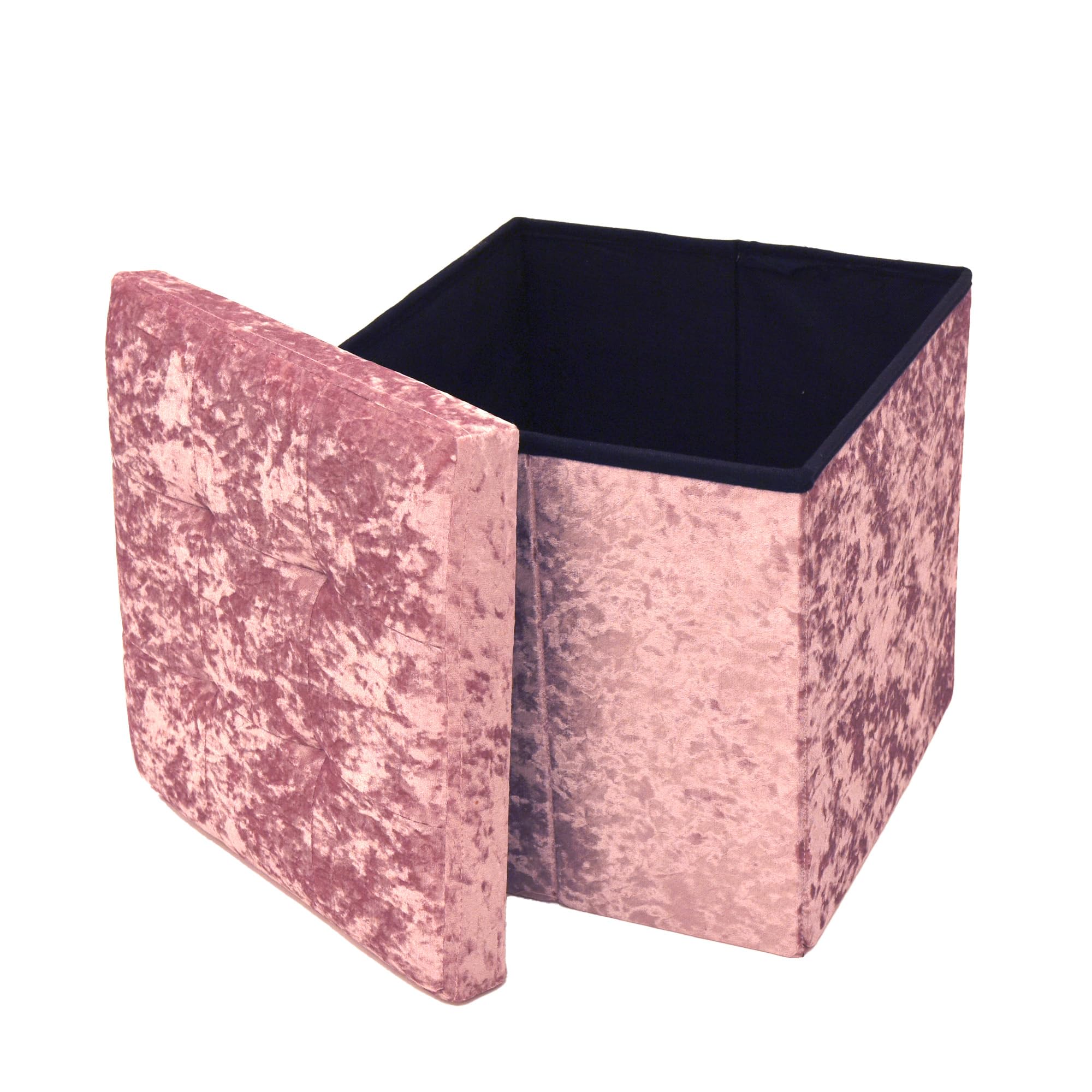 Libbi Lou Velvet Footstool Ottoman Storage Box 38x38x38cm Pink