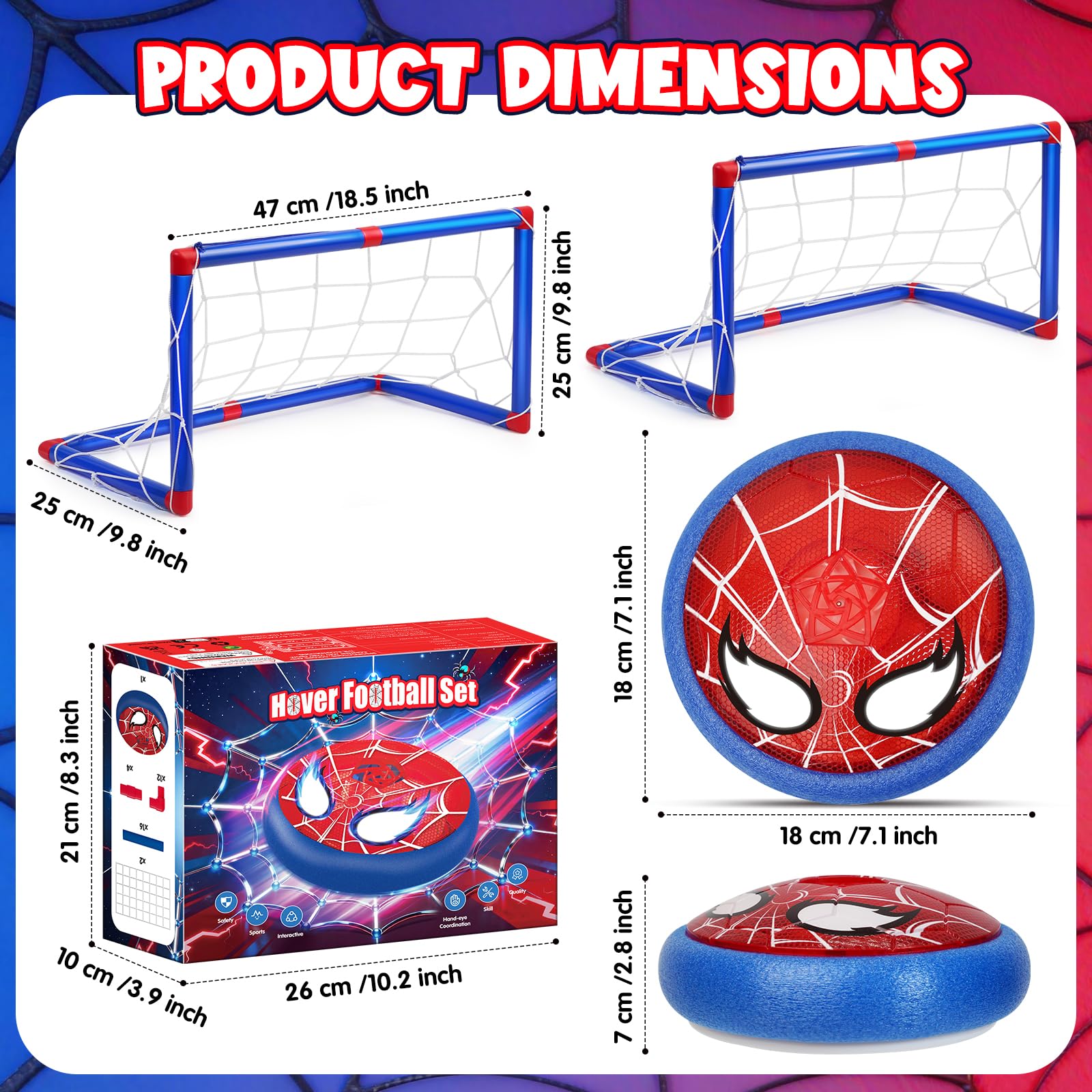 Balon Futbol Juguetes Niños 4 5 6 7 8 9 10 Años, Pelota Futbol Niño con Ojos Brillantes & 2* Porterias, Juegos de Balón Fútbol Flotante para Niños-Regalo Ideal para Niños de 3 a 12 Años
