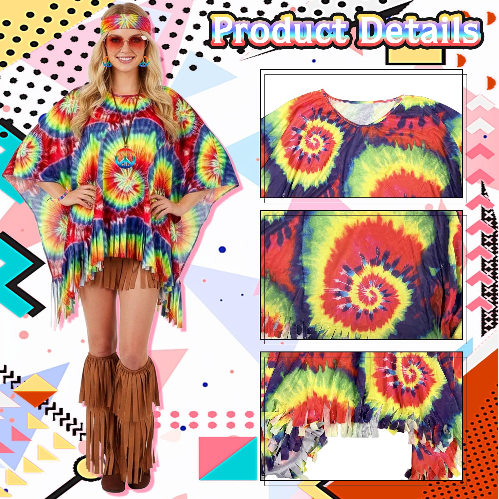 Carreuty 70s Hippie Costumes Women Fancy Dress - Image 4