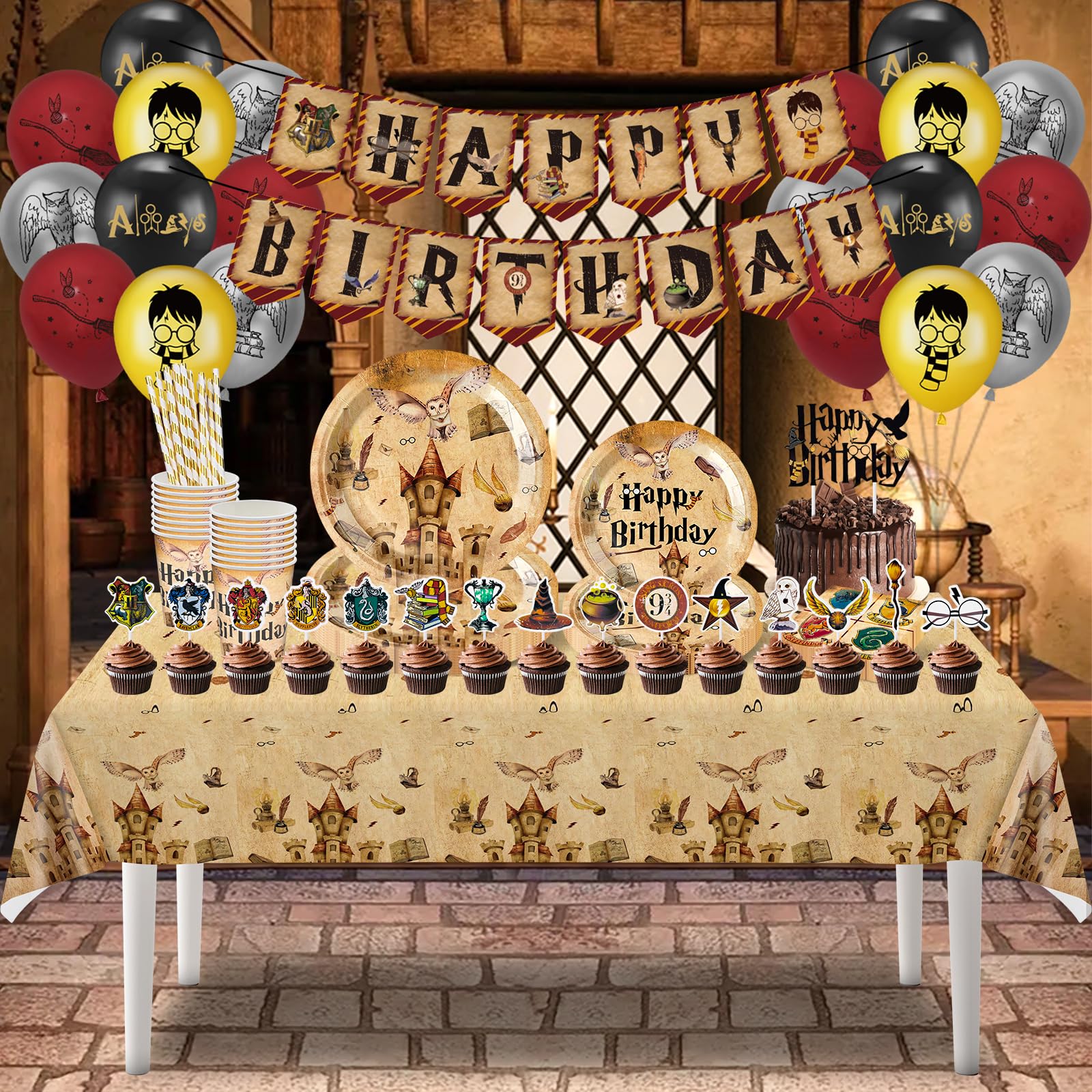 Set Stoviglie Magia Wizard Per 20 Ospiti - Piatti, Bicchieri, Tovaglioli, Tema Compleanno Bambini - Foto 9