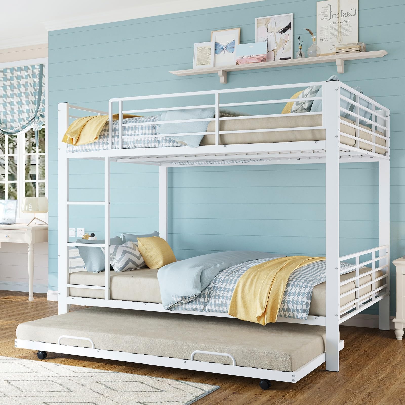 VICYROM Cama Litera 140x200cm Metálica con Cama Nido Extraíble 90x190cm