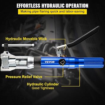 VEVOR Hydraulic Flaring Tool Kit, 45 Double Flaring Tool, Brake Repair Brake Flaring Tools for 3/16-1/2, Brake Flare Tool with Tube Cutter and Deburrer, 32 PCS Tube Flaring Tools for Copper Lines