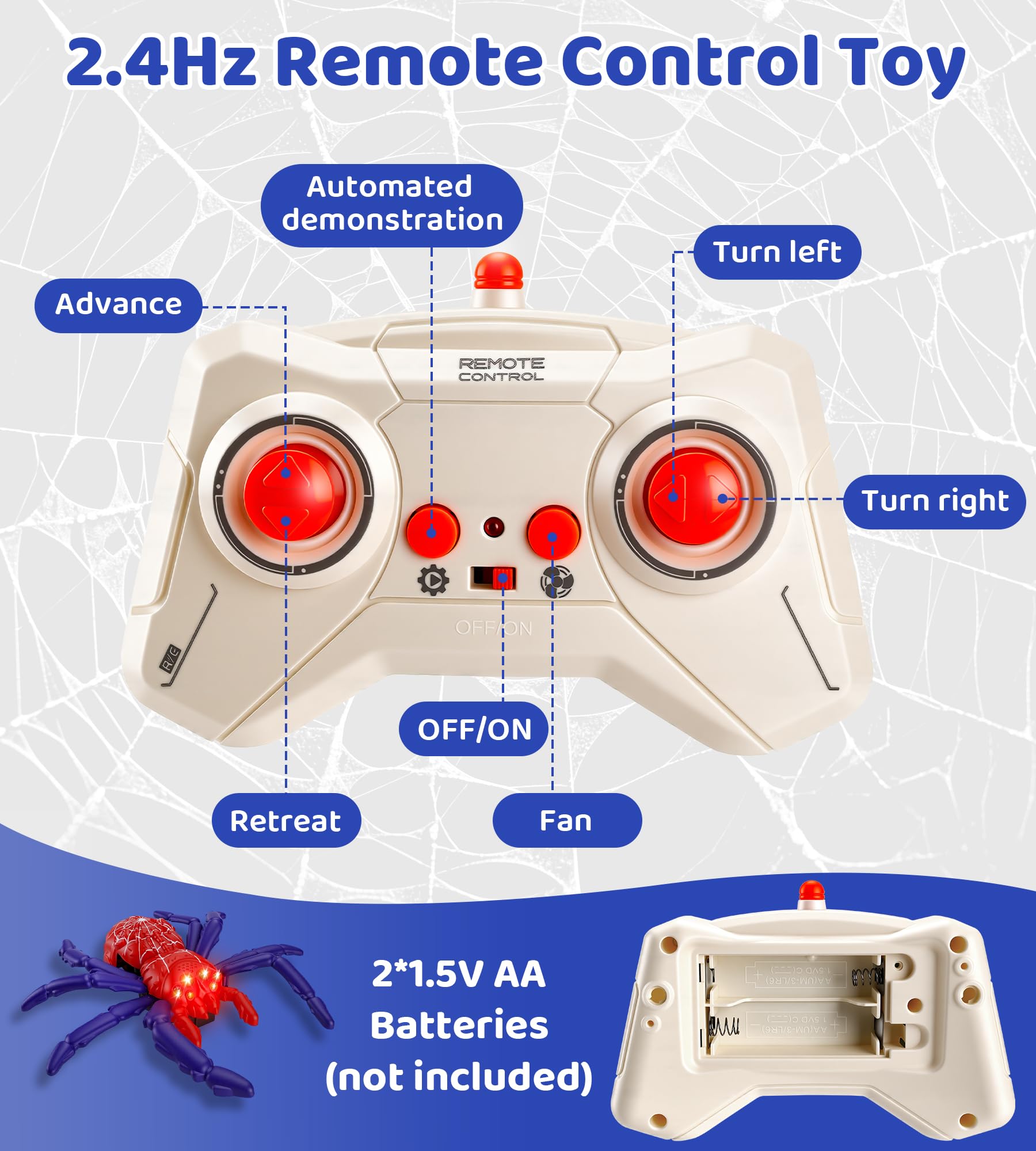 snookids Ragno arrampicata, robot radiocomandato per bambini con rotazione a 360°, occhi LED luminosi, regalo di compleanno per ragazzi e ragazze dai 3, 4, 5, 6, 7 e 8+
